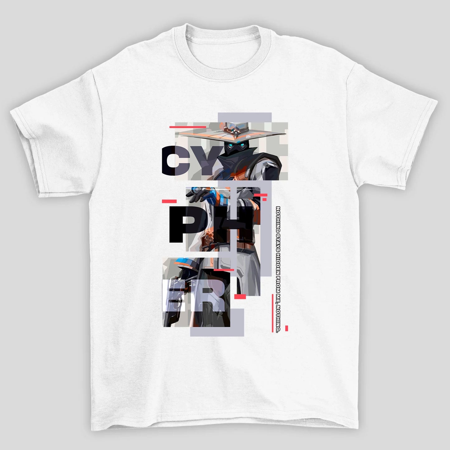 Camiseta Básica Unissex Cypher Quadrados Valorant