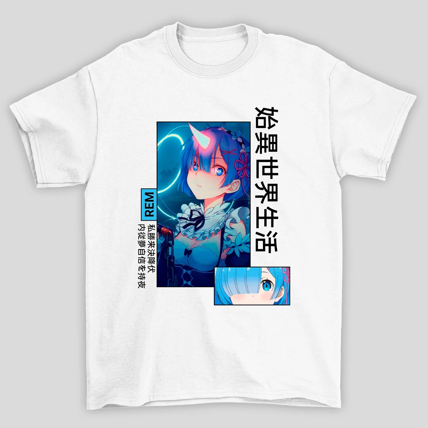 Camiseta Básica Unissex Kanji Rem Chifre Re Zero