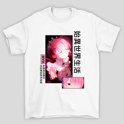 Camiseta Básica Unissex Kanji Ram Luz Re Zero