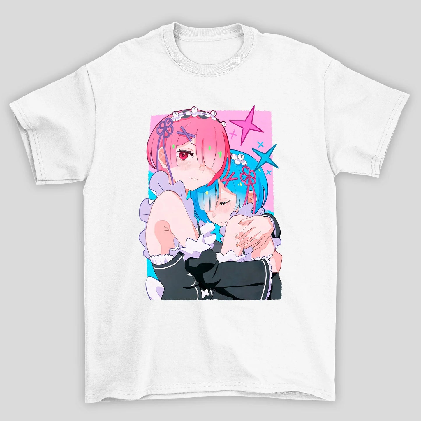 Camiseta Básica Unissex Rem E Ram Abraço Re Zero