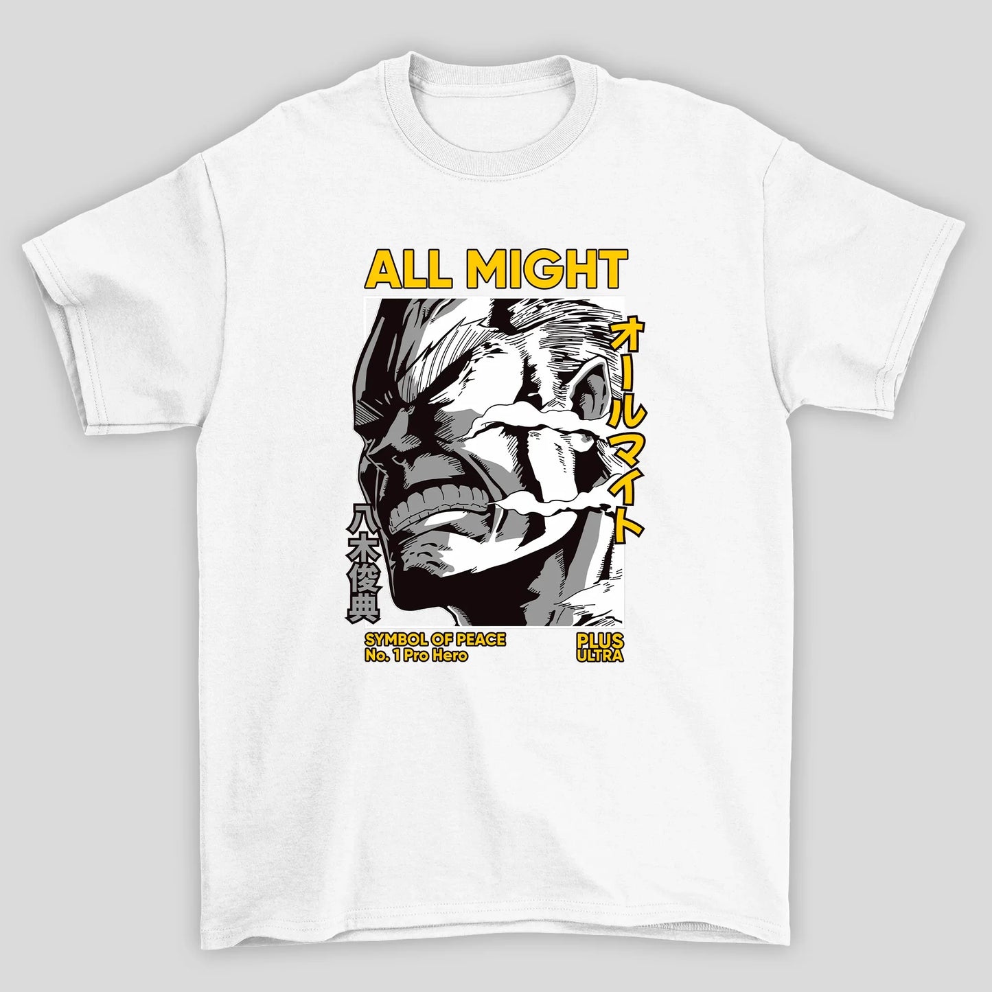 Camiseta Básica Unissex All Might Rosto Forte Boku No Hero