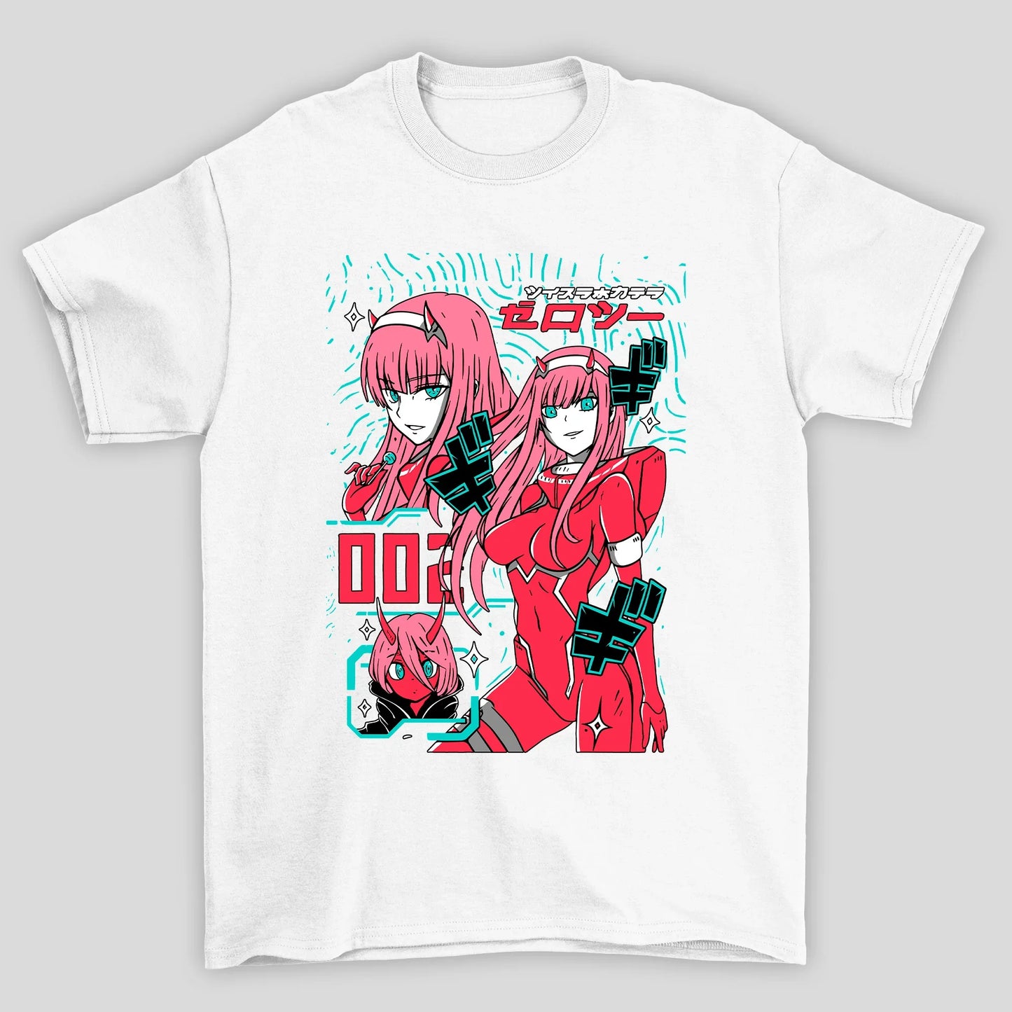 Camiseta Básica Unissex Zero Two Kanji Verde Darling In The Franxx
