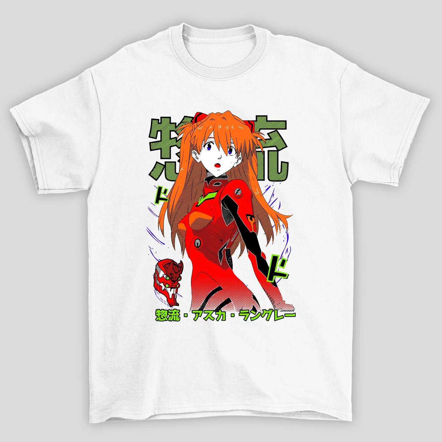 Camiseta Básica Unissex Asuka Kanji Verde Evangelion