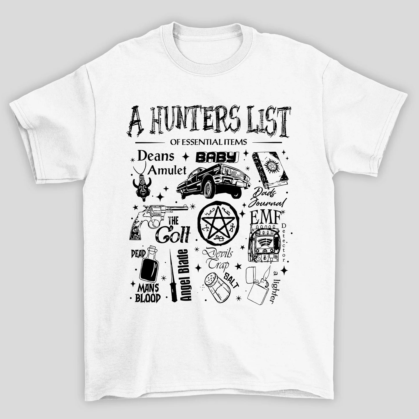 Camiseta Básica Unissex A Hunters List Supernatural