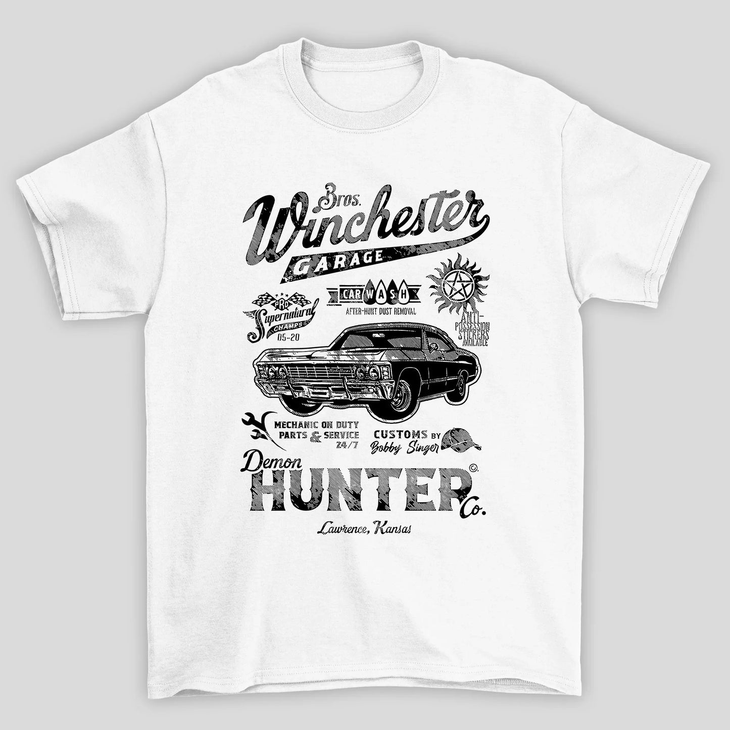 Camiseta Básica Unissex Bros Winchester Garage Supernatural