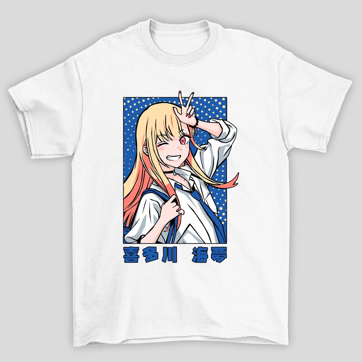 Camiseta Básica Unissex Marin Sorrindo V Kanji My Dress Up Darling