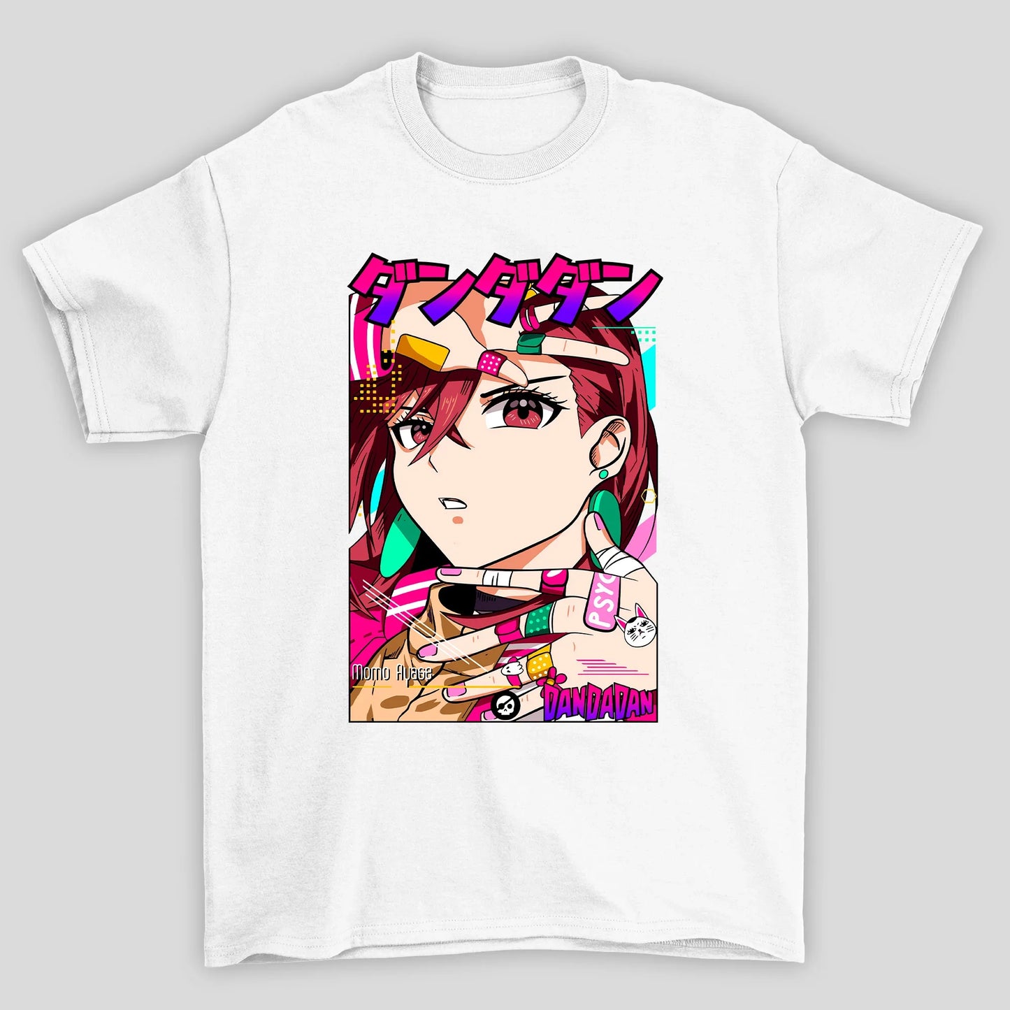 Camiseta Básica Unissex Momo Ayase Kanji Bandeides Dandadan