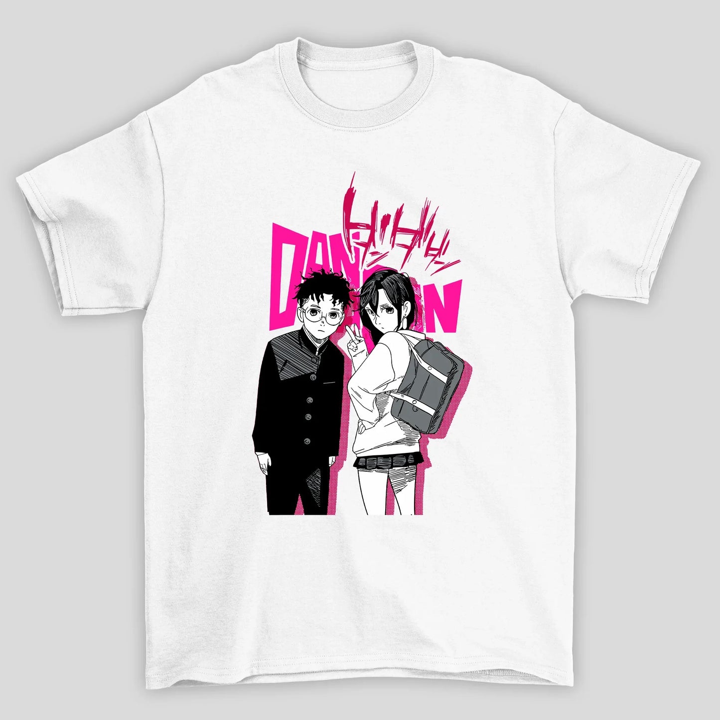 Camiseta Básica Unissex Okarun e Momo Ayase Manga Dandadan