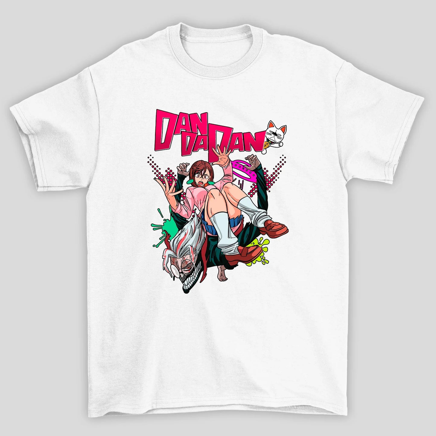 Camiseta Básica Unissex Okarun e Momo Ayase Tinta Dandadan