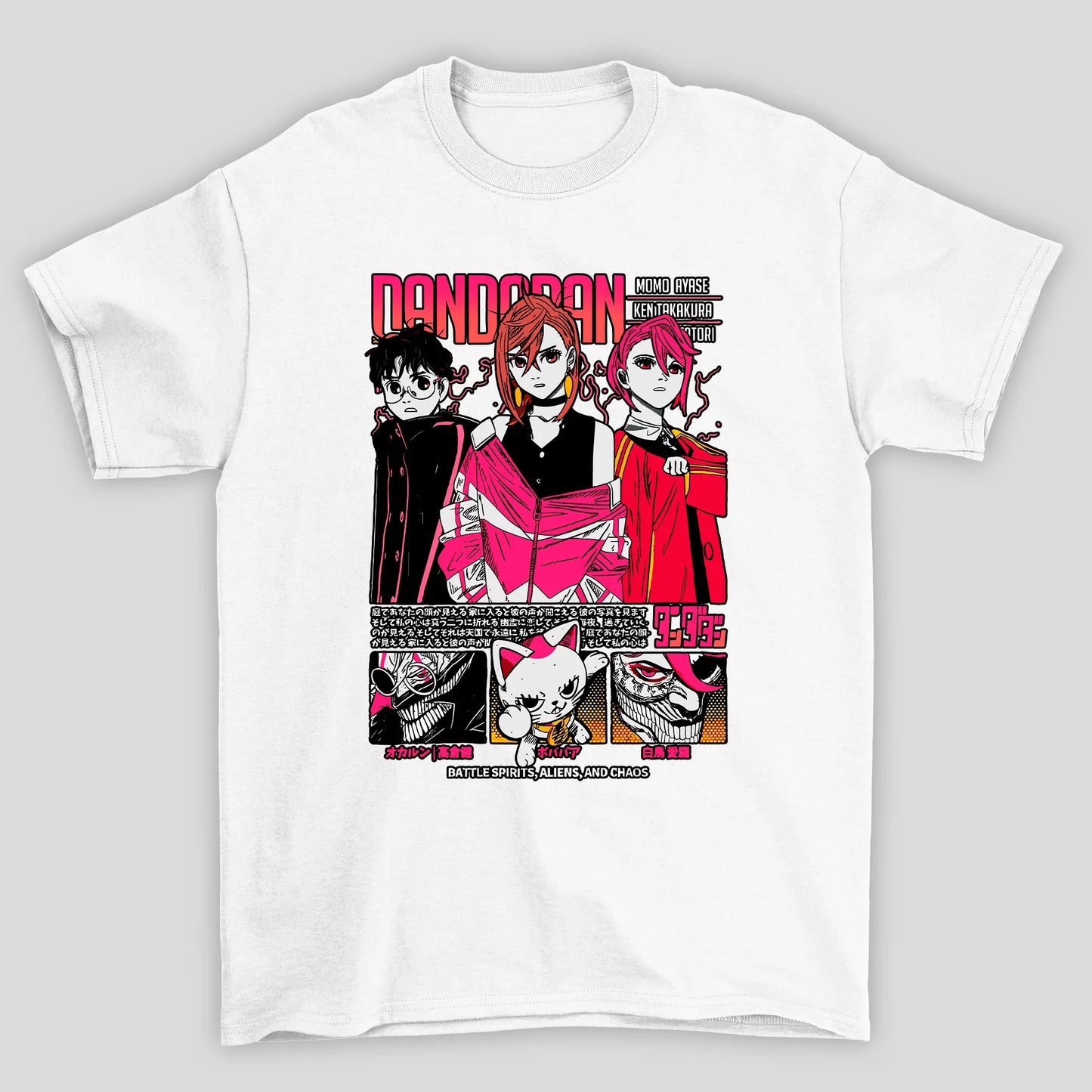 Camiseta Básica Unissex Okarun Momo Aira Dandadan