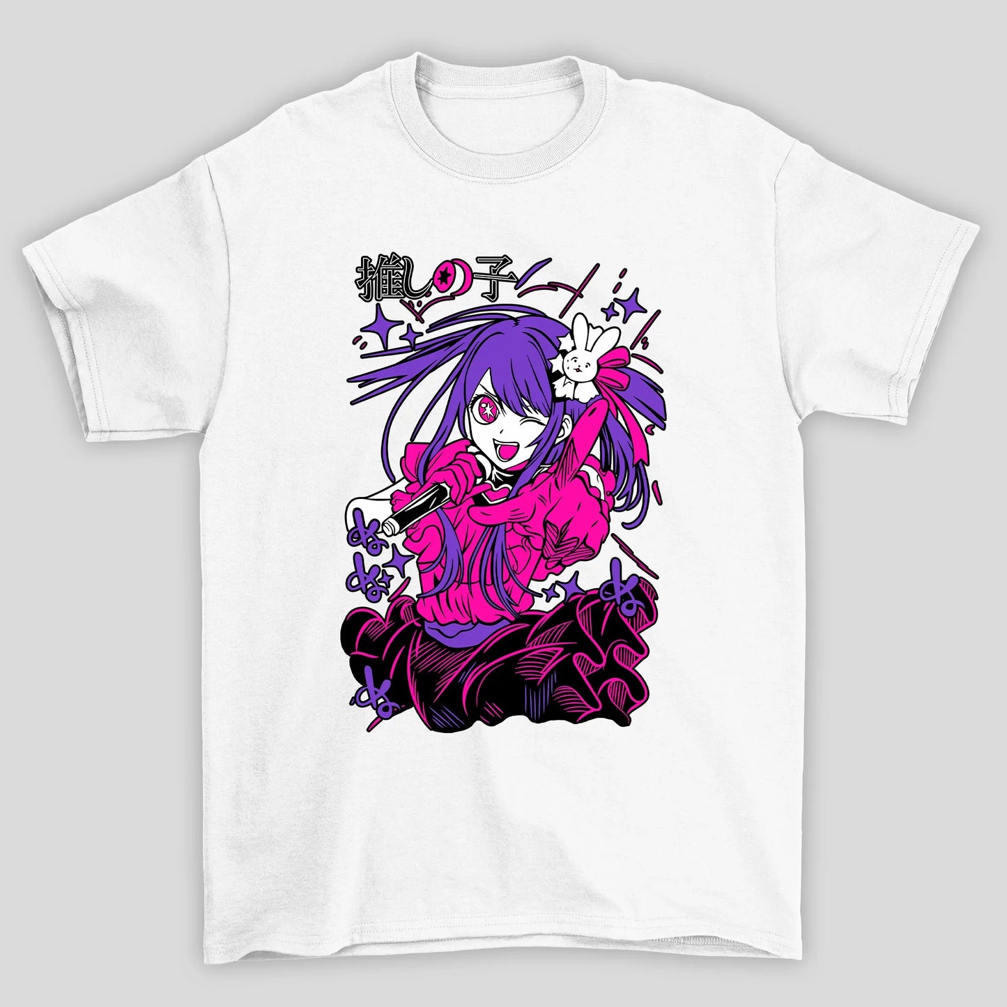 Camiseta Básica Unissex Ai Hoshino Piscando Oshi No Ko