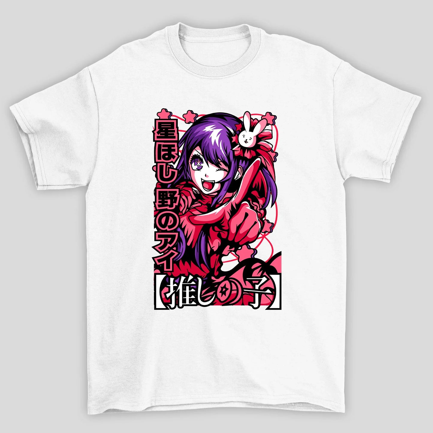 Camiseta Básica Unissex Ai Hoshino Kanji Vermelho Oshi No Ko