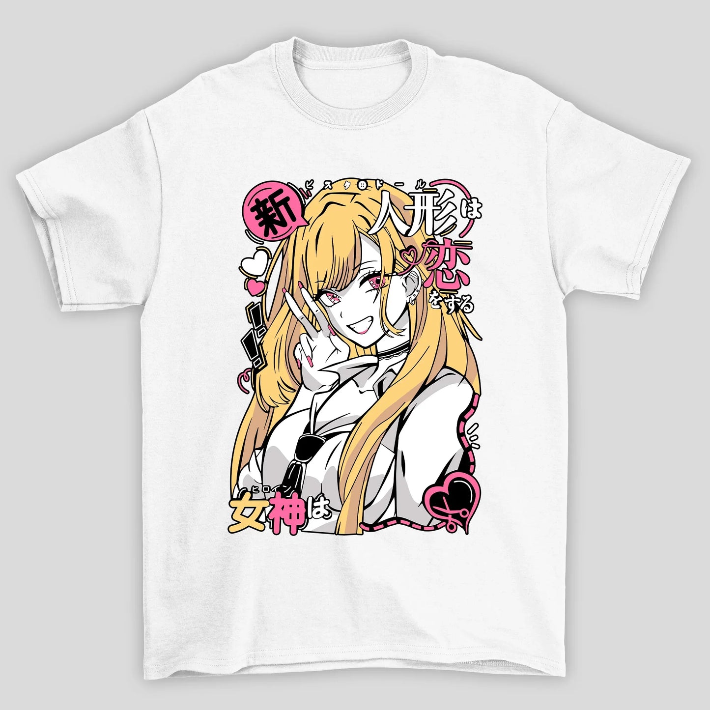 Camiseta Básica Unissex Marin Kanji Coração Darling My Dress Up Darling