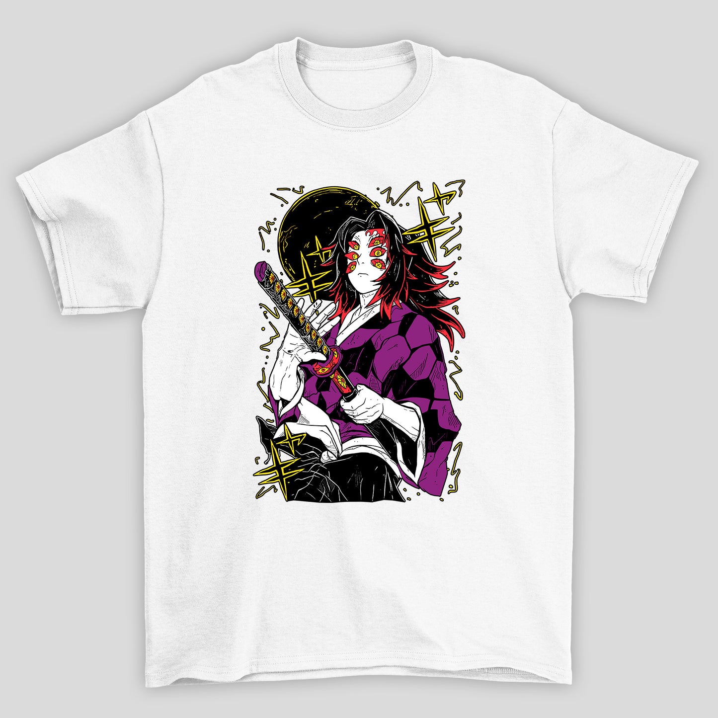 Camiseta Básica Unissex Demon Slayer Kokushibo Lua Espada