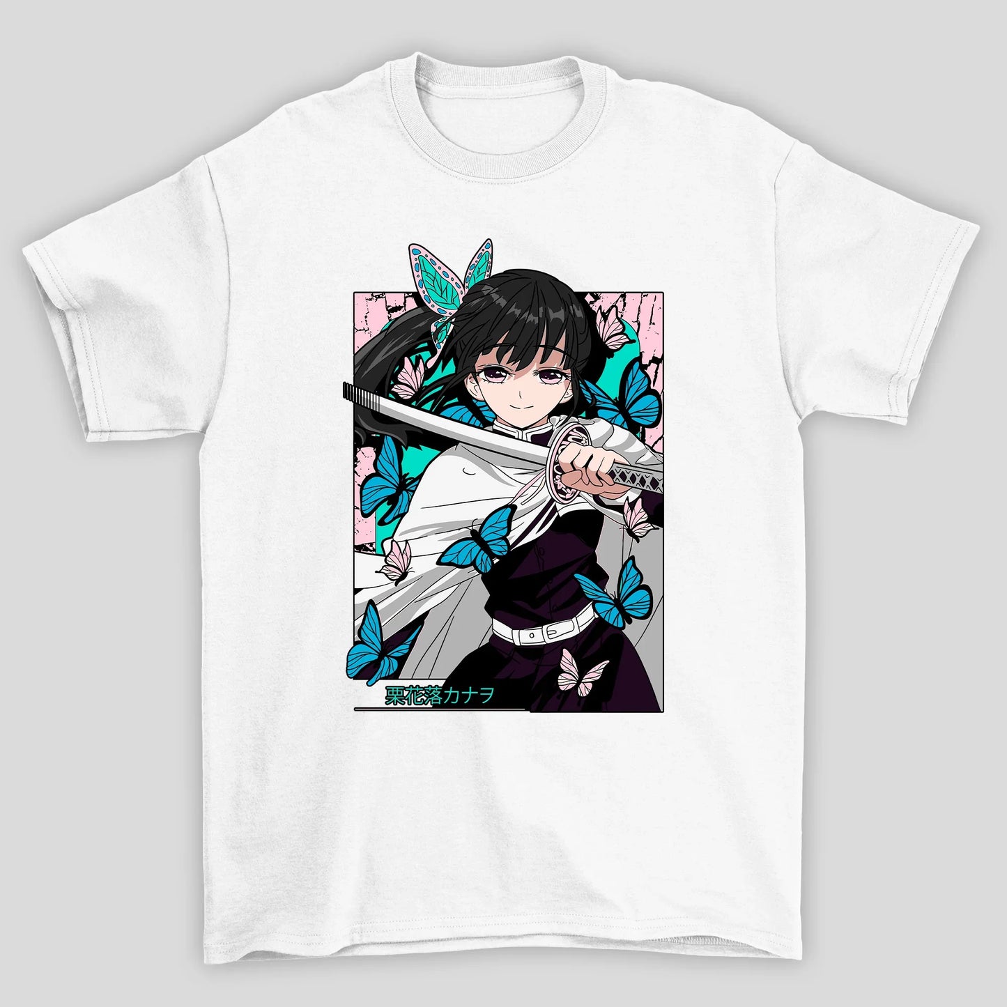 Camiseta Básica Unissex Demon Slayer Kanao Borboleta Kanji