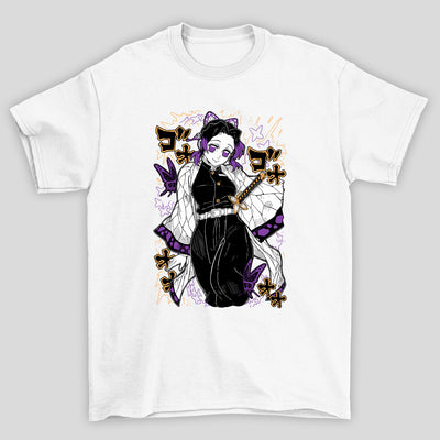 Camiseta Básica Unissex Demon Slayer Shinobu Kanji Raios