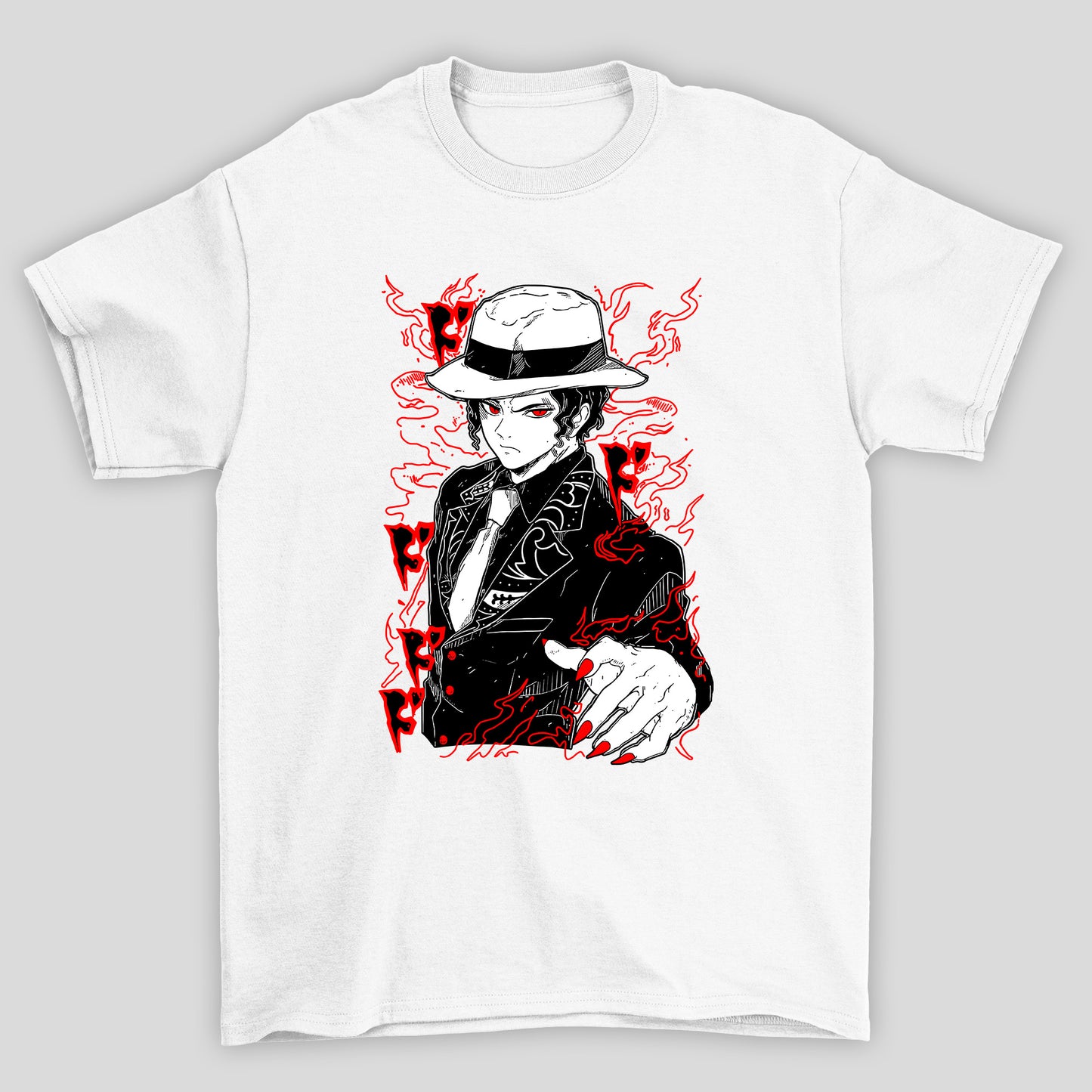Camiseta Básica Unissex Demon Slayer Muzan Kanji Raios