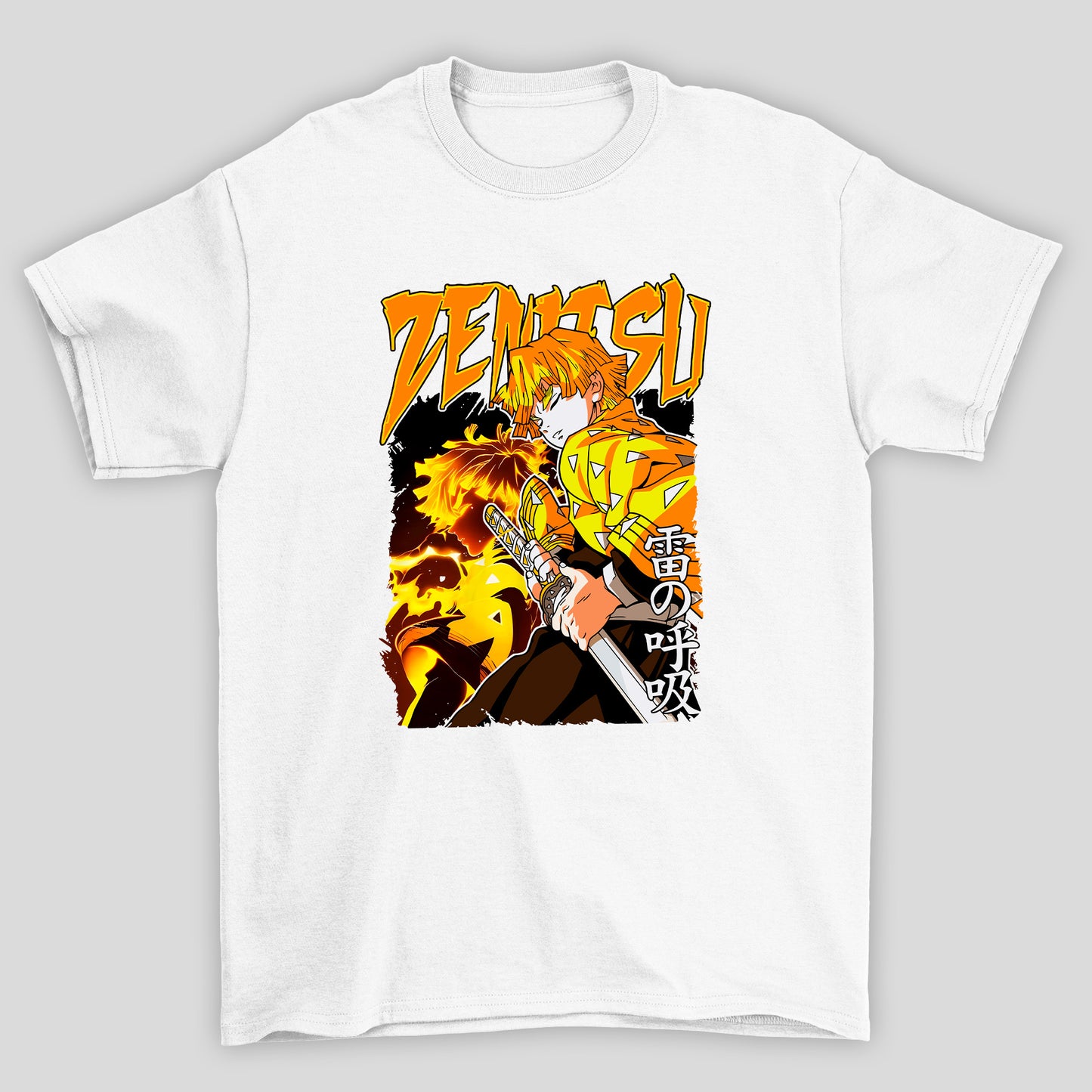 Camiseta Básica Unissex Demon Slayer Zenitsu Kanji