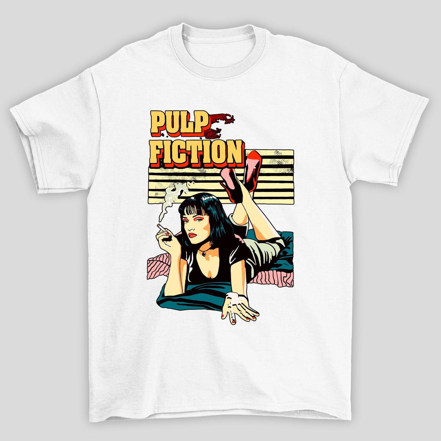 Camiseta Básica Unissex Mia Cigarro Arte Pop Pulp Fiction