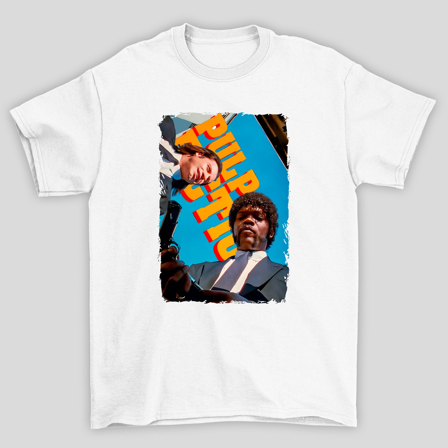 Camiseta Básica Unissex Cena Ceu Titulo Pulp Fiction