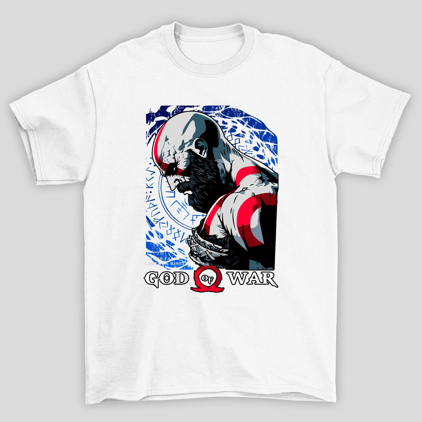 Camiseta Básica Unissex Kratos Perfil Runas God Of War
