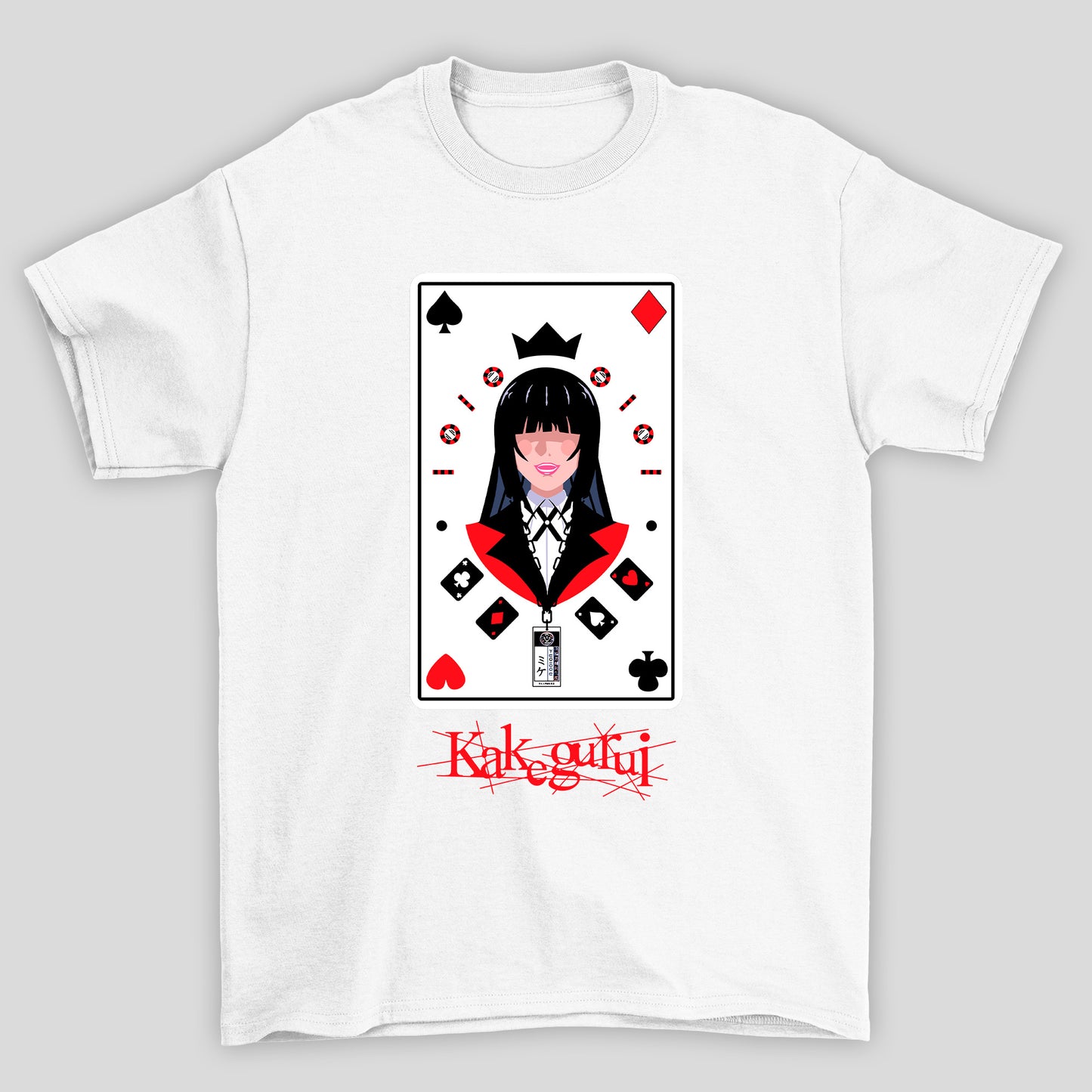 Camiseta Básica Unissex Yumeko Jabani Carta Rainha Kakegurui