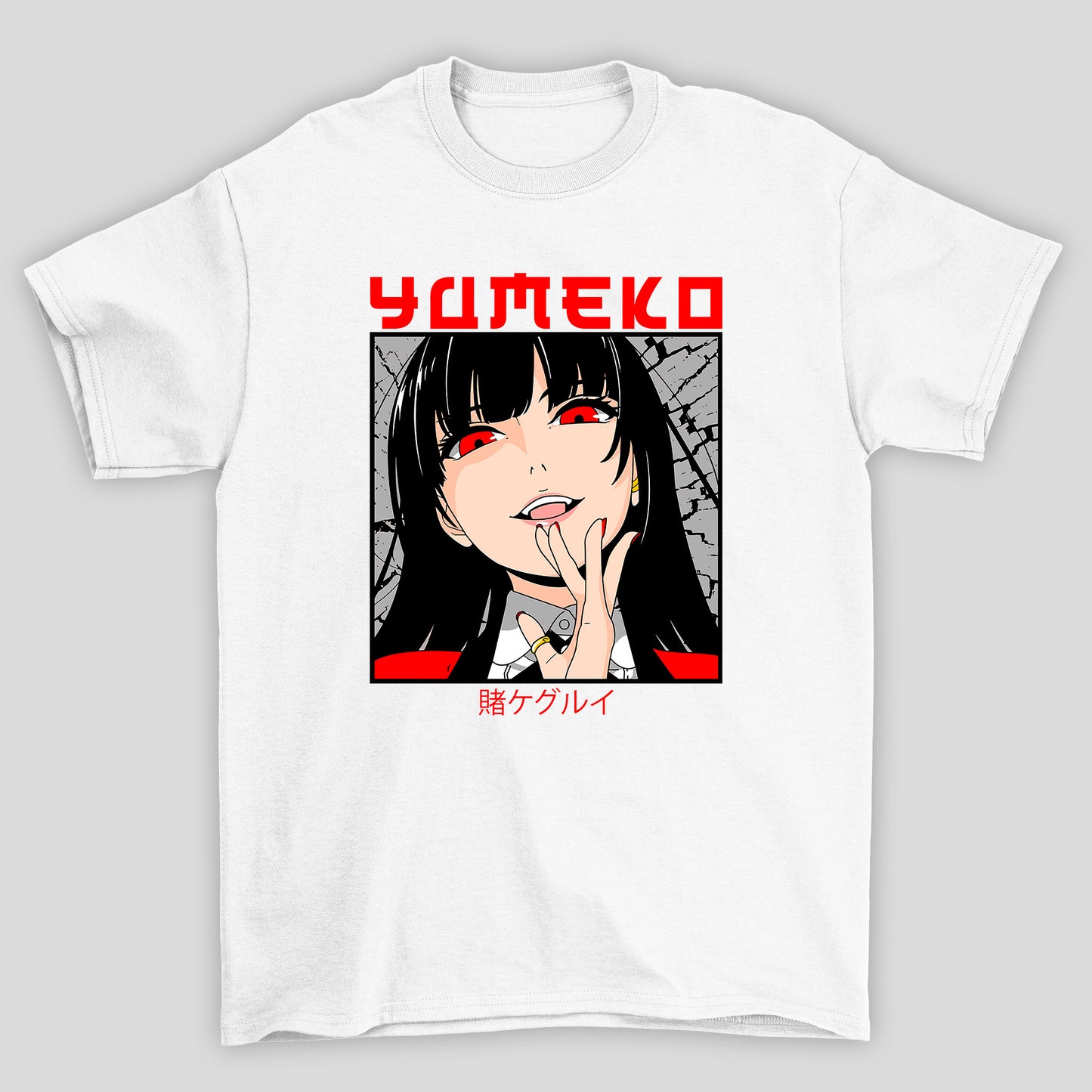 Camiseta Básica Unissex Yumeko Jabami Rosto Kanji Kakegurui