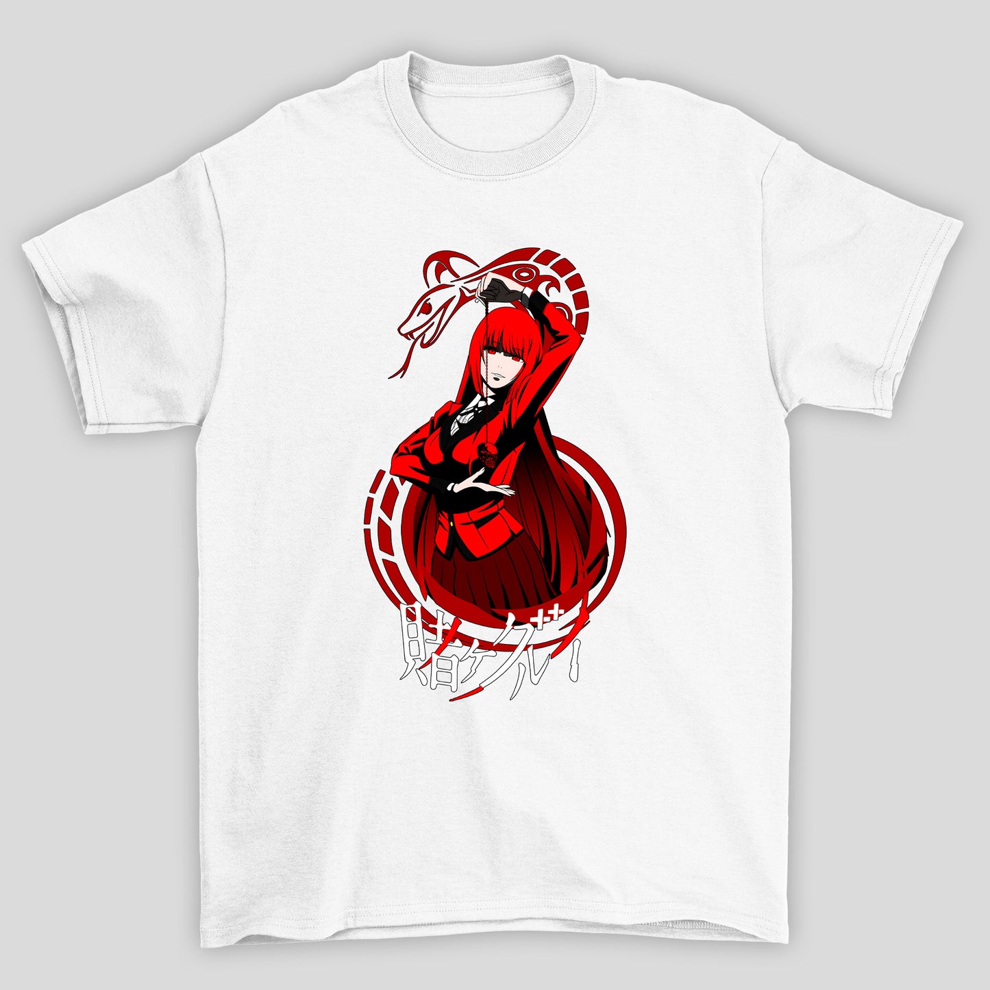 Camiseta Básica Unissex Yumeko Jabami Cobra Kanji Kakegurui