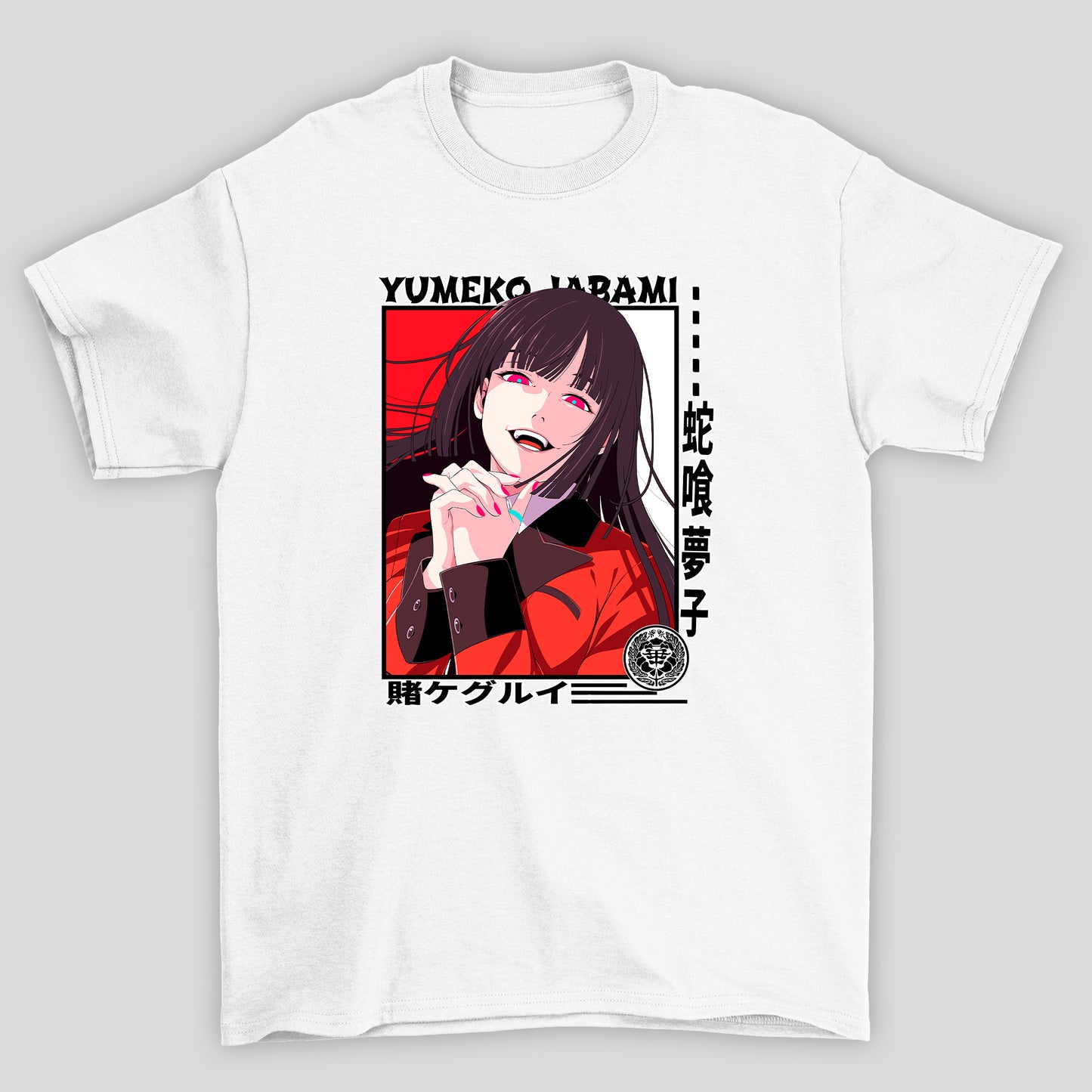 Camiseta Básica Unissex Yumeko Jabami Kanji Kakegurui