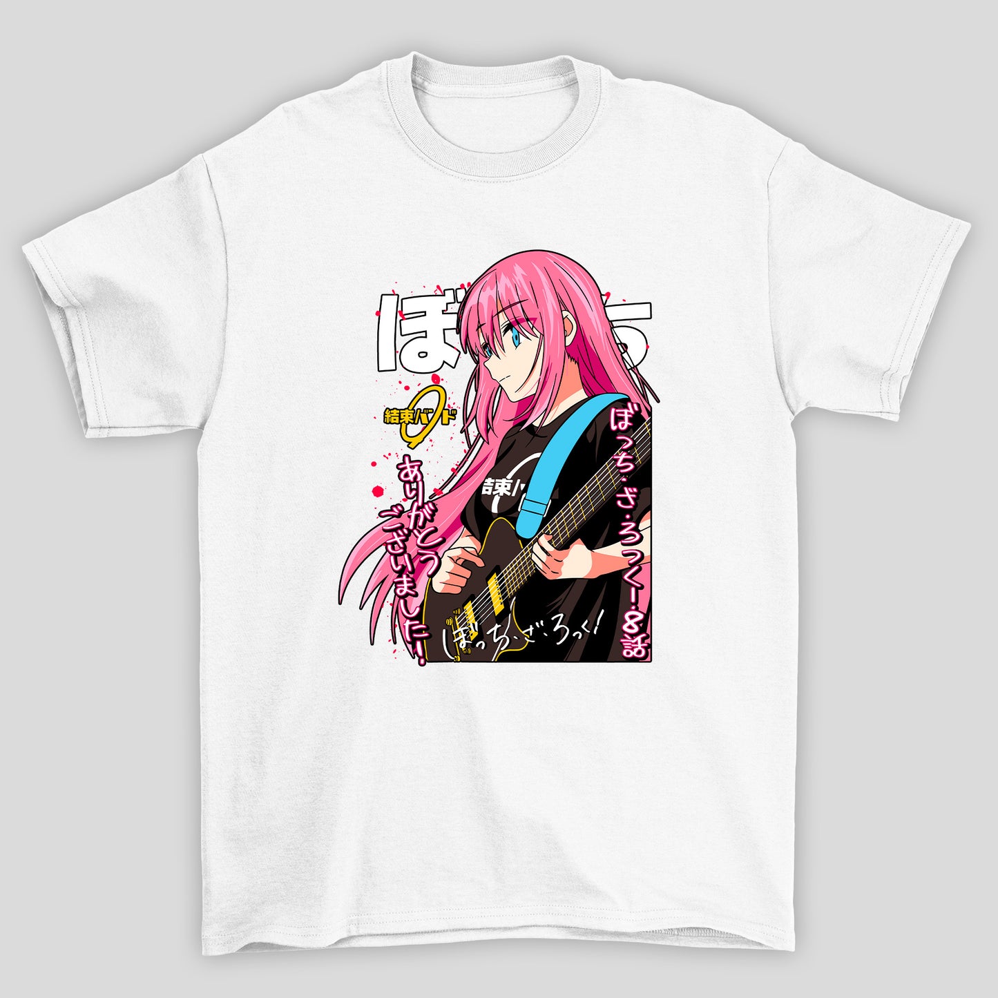 Camiseta Básica Unissex Gotou Guitarra Kanji Bocchi The Rock