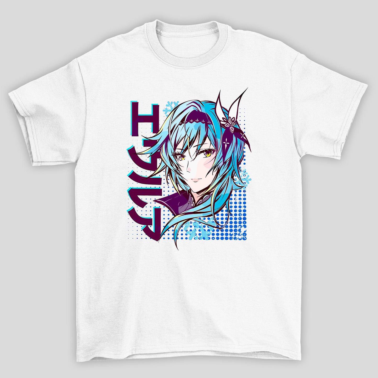 Camiseta Básica Unissex Eula Kanji Rosto Genshin