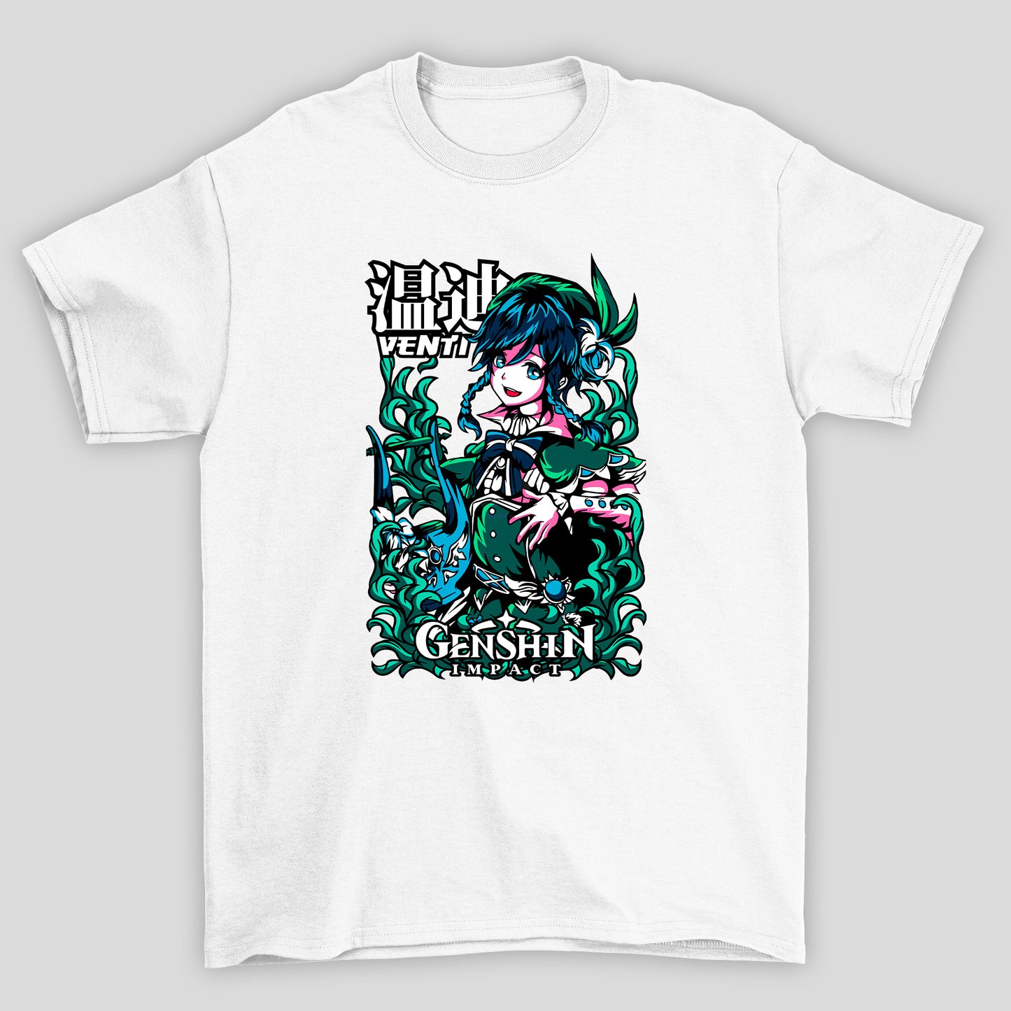 Camisetaa Básica Unissex Venti Kanji Genshin