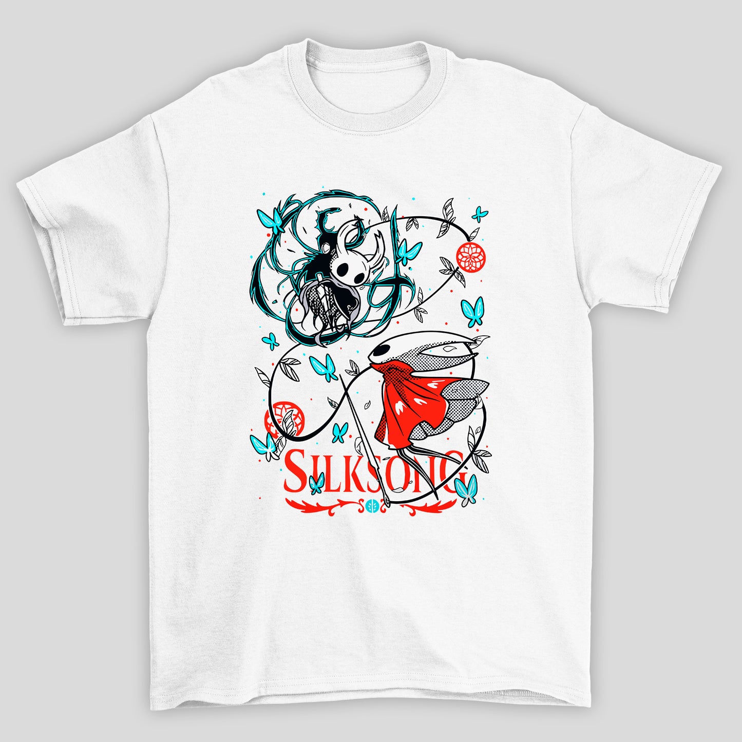 Camiseta Básica Unissex Hollow Knight Silksong Hornet Lutando