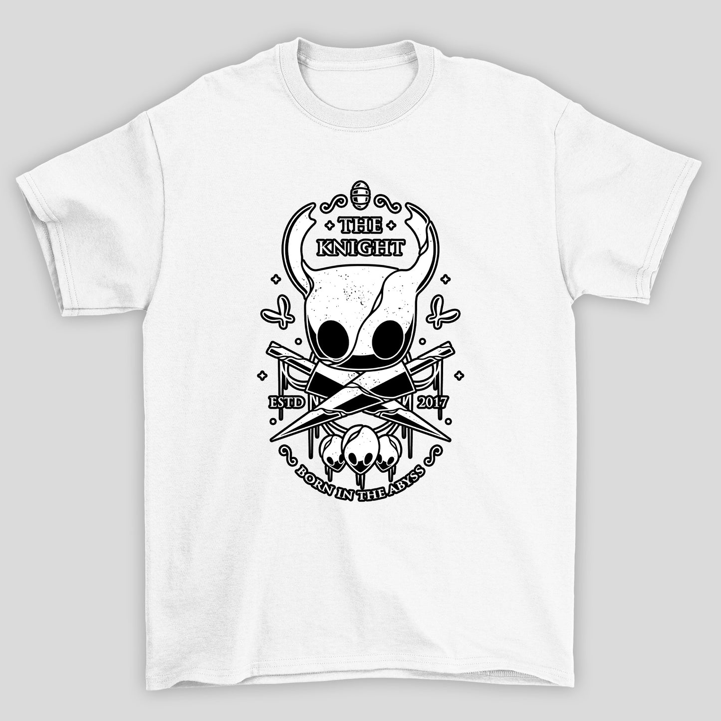 Camiseta Básica Unissex Hollow Knight The Knight Espadas