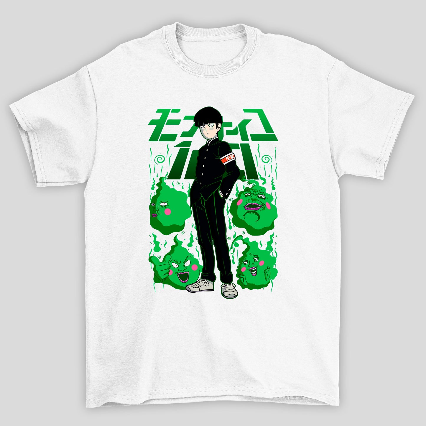 Camiseta Básica Unissex Shigeo Kageyama Fantasma Kanji Mob Psycho 100