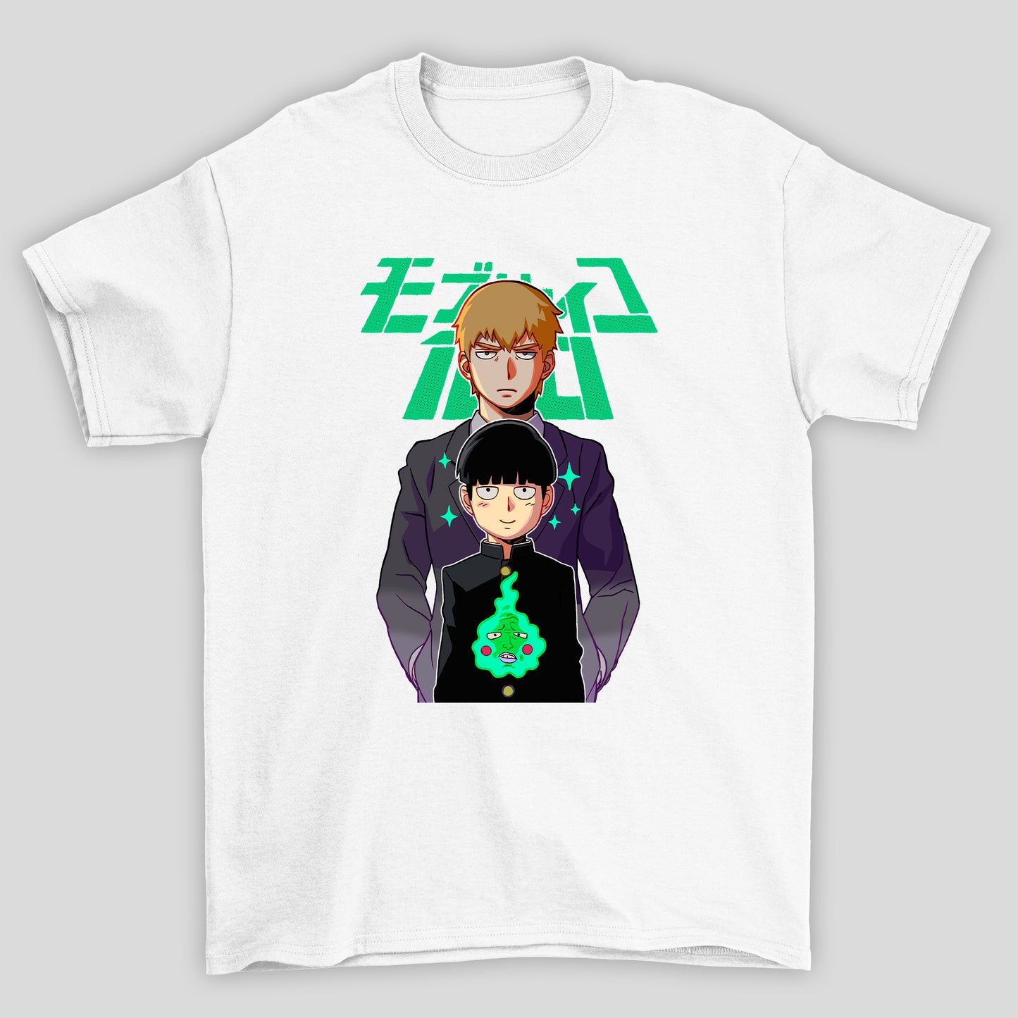 Camiseta Básica Unissex Shigeo Reigen Fantasma Kanji Mob Psycho 100