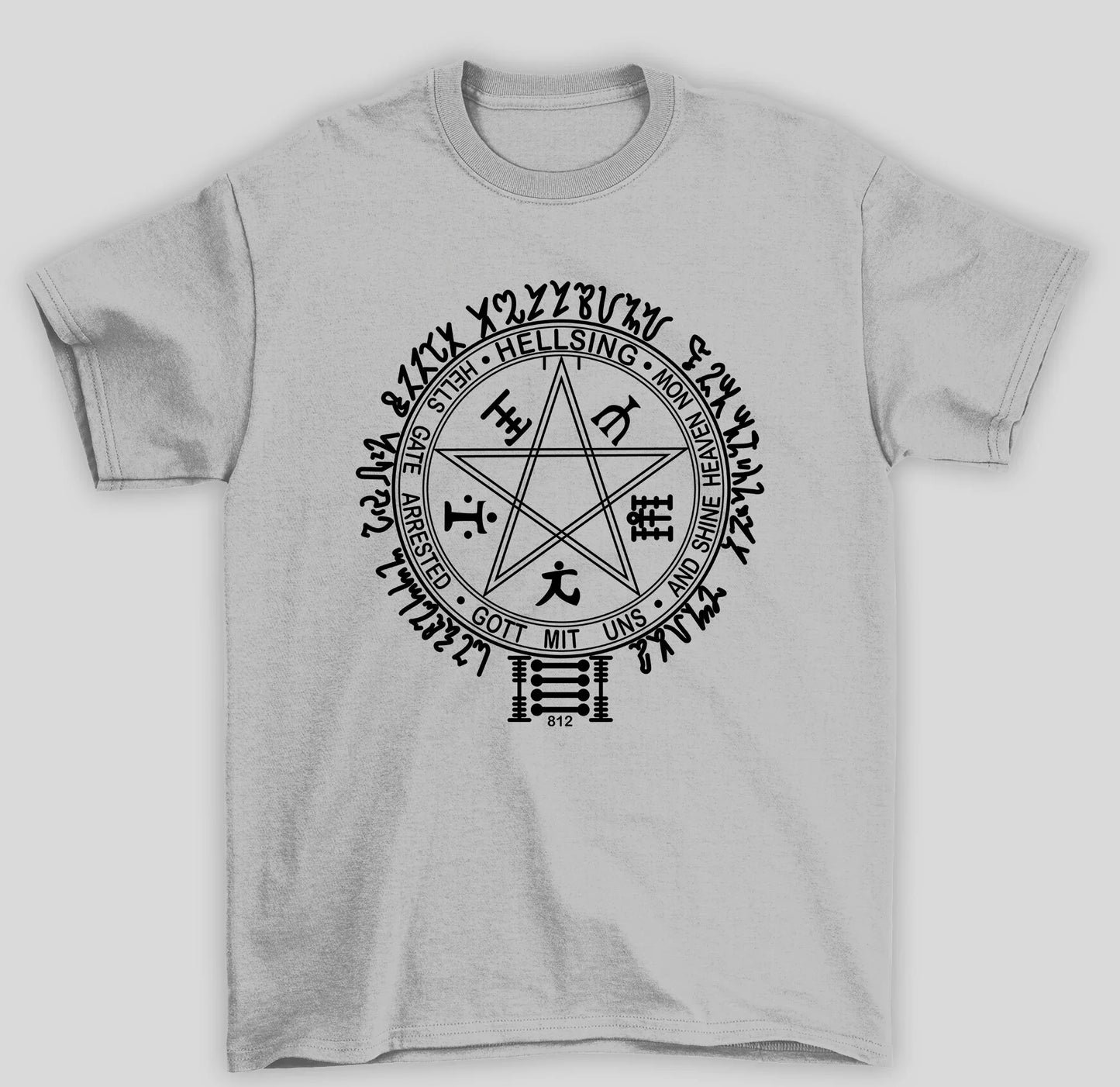 Camiseta Básica Unissex An Hellsing Selo Marca Anime- cinza