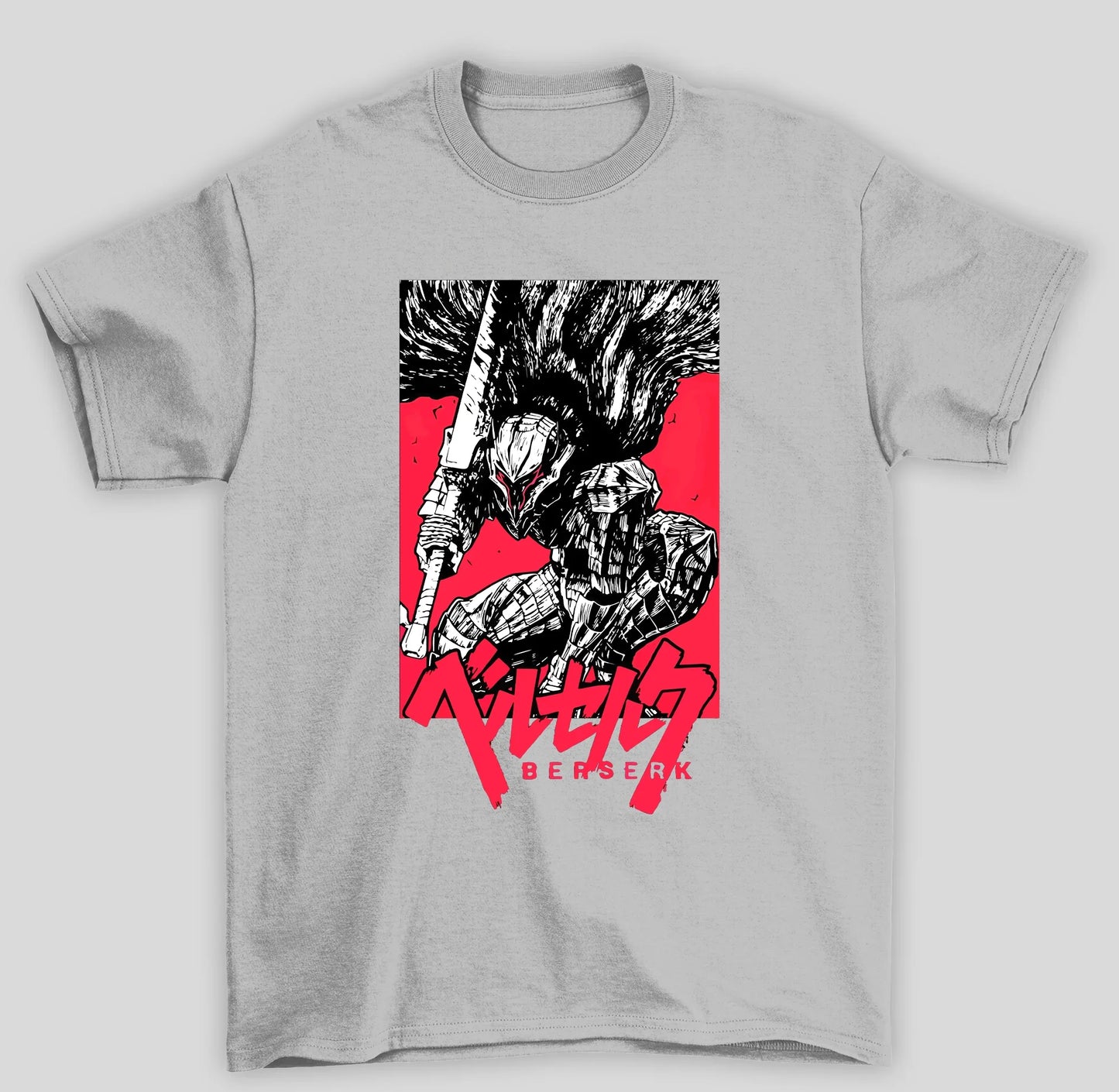 Camiseta Básica Unissex Berserk Guts Manga Anime- CINZA