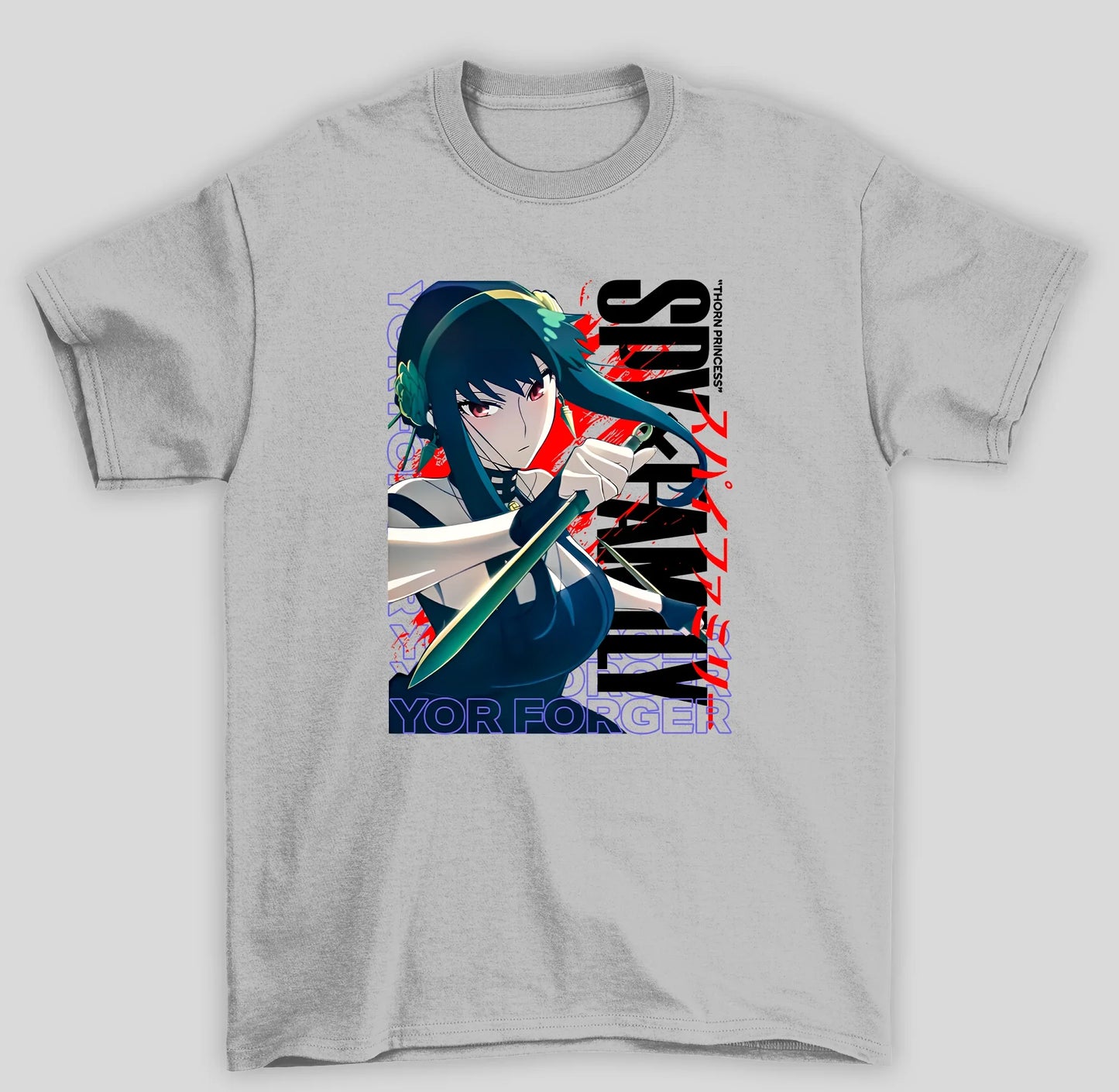 Camiseta Básica Unissex Spy x Family Yor Forger Thorn Princes- cinza