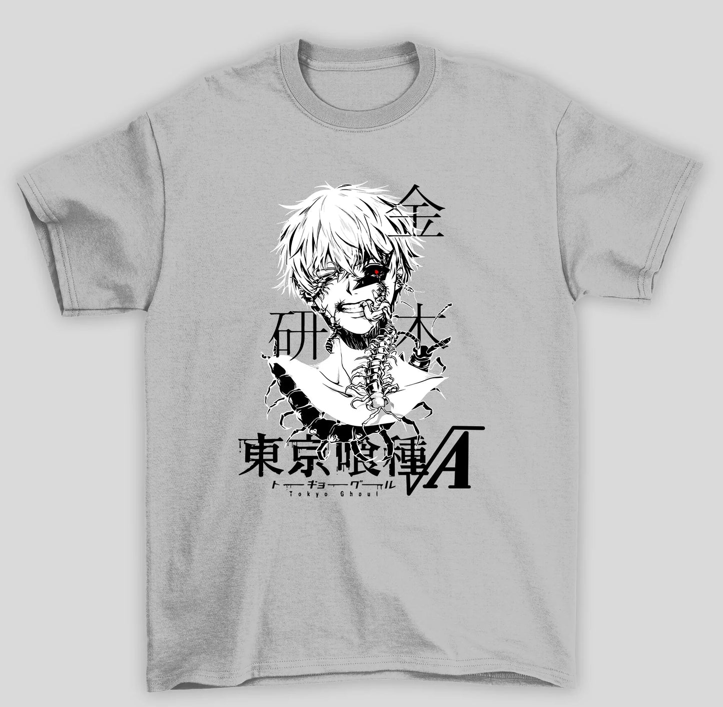 Camiseta Básica Unissex Tokyo Ghoul Ken Kaneki Desconfigurado Japanese- cinza