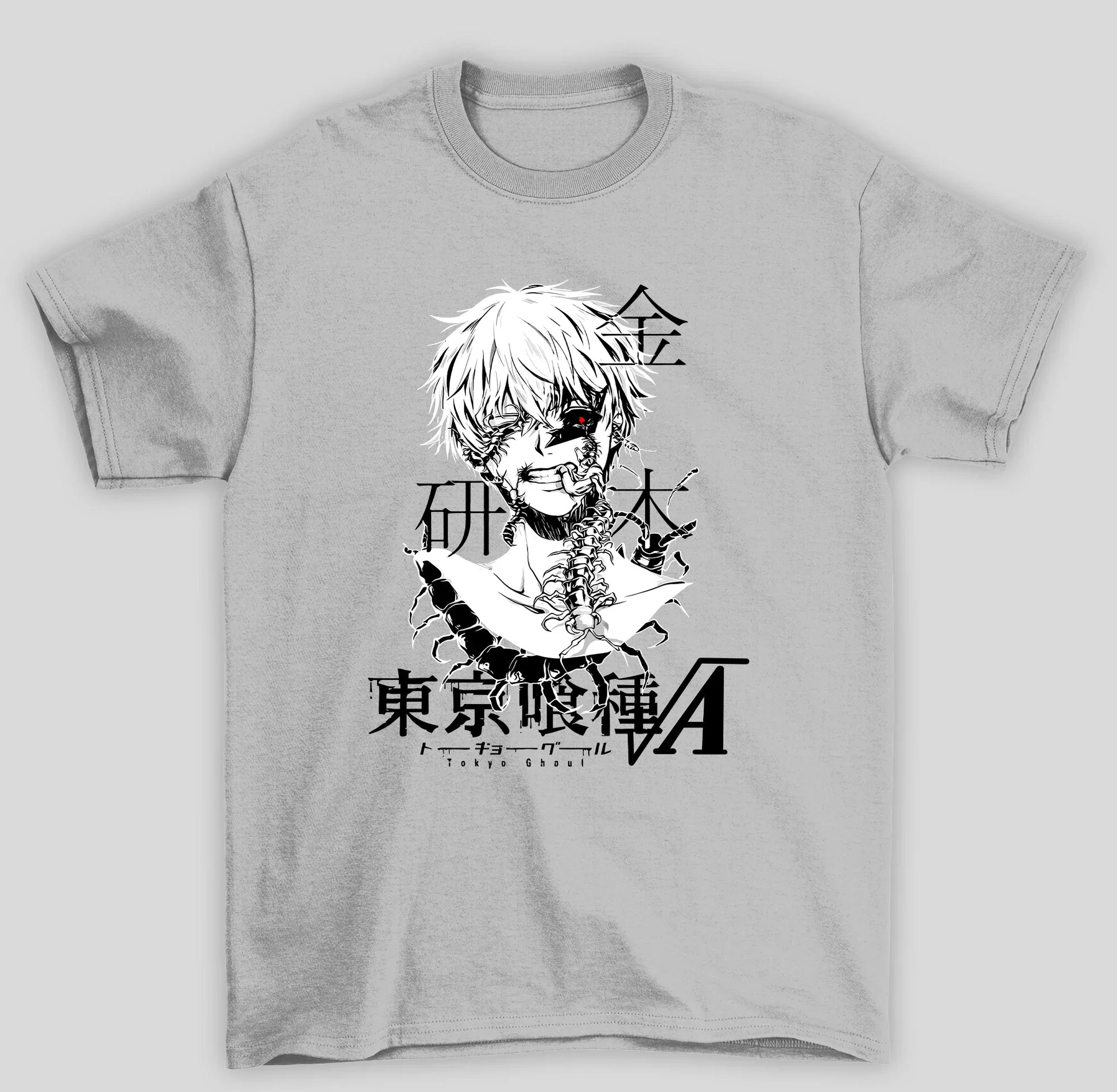 Camiseta Básica Unissex Tokyo Ghoul Ken Kaneki Desconfigurado Japanese- cinza