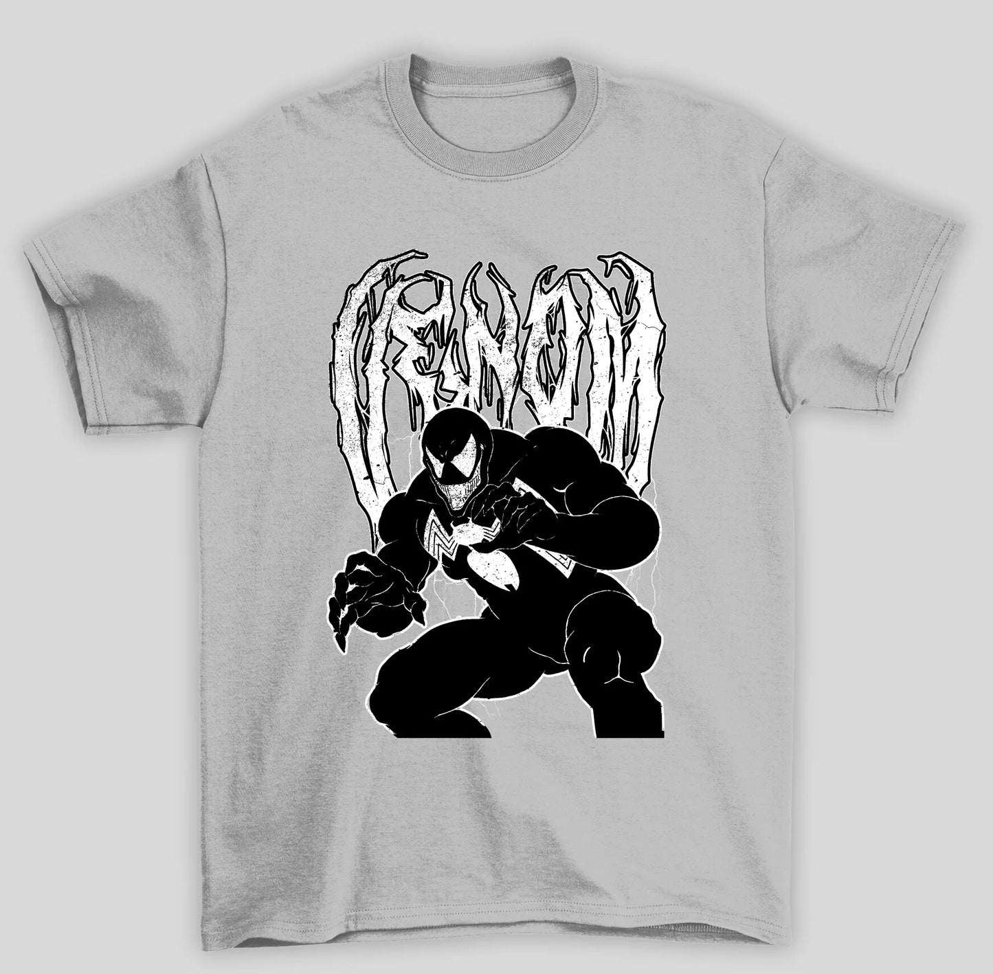 Camiseta Básica Unissex Venom Classico Raios- cinza