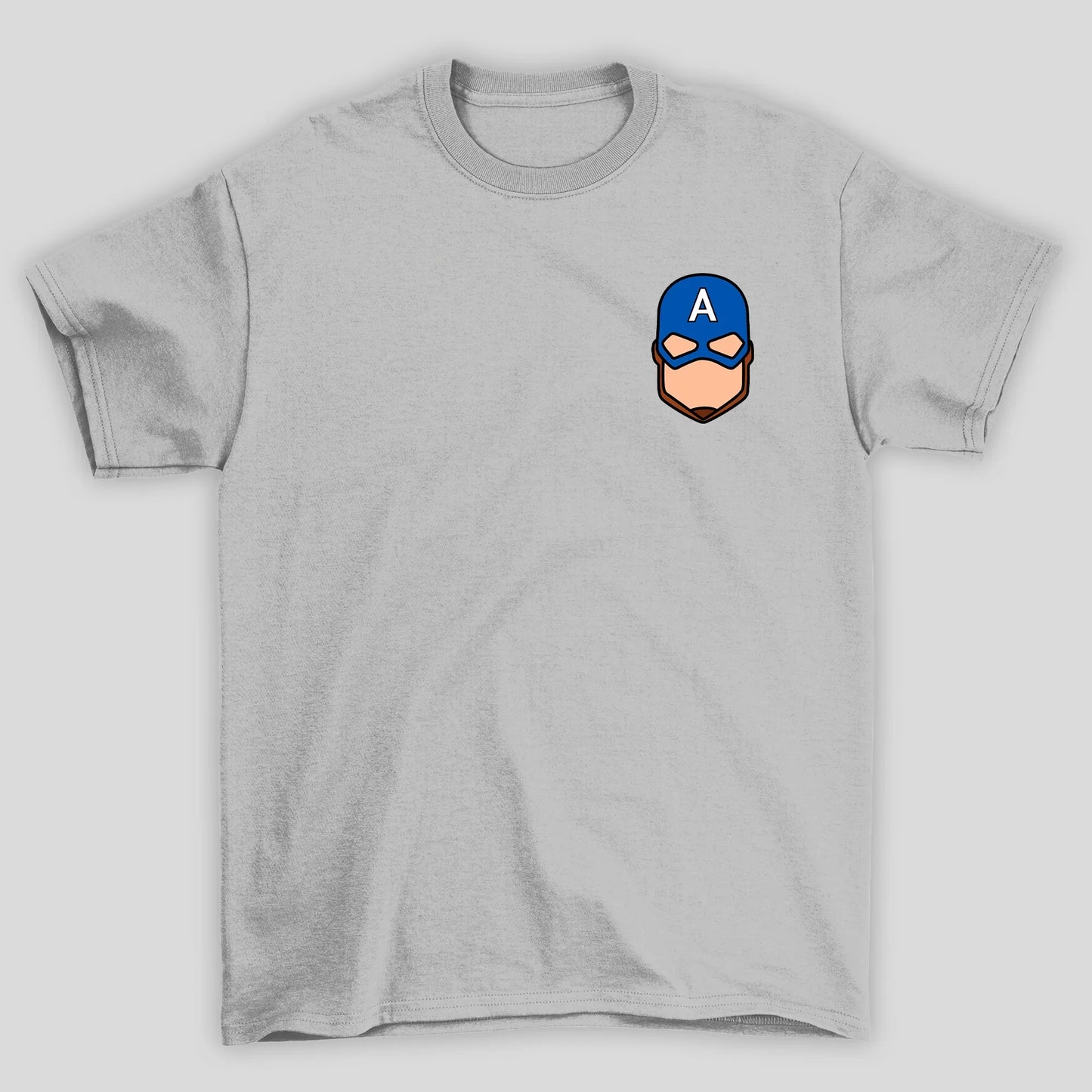 Camiseta Básica Unissex Capitão América Rosto Minimalista