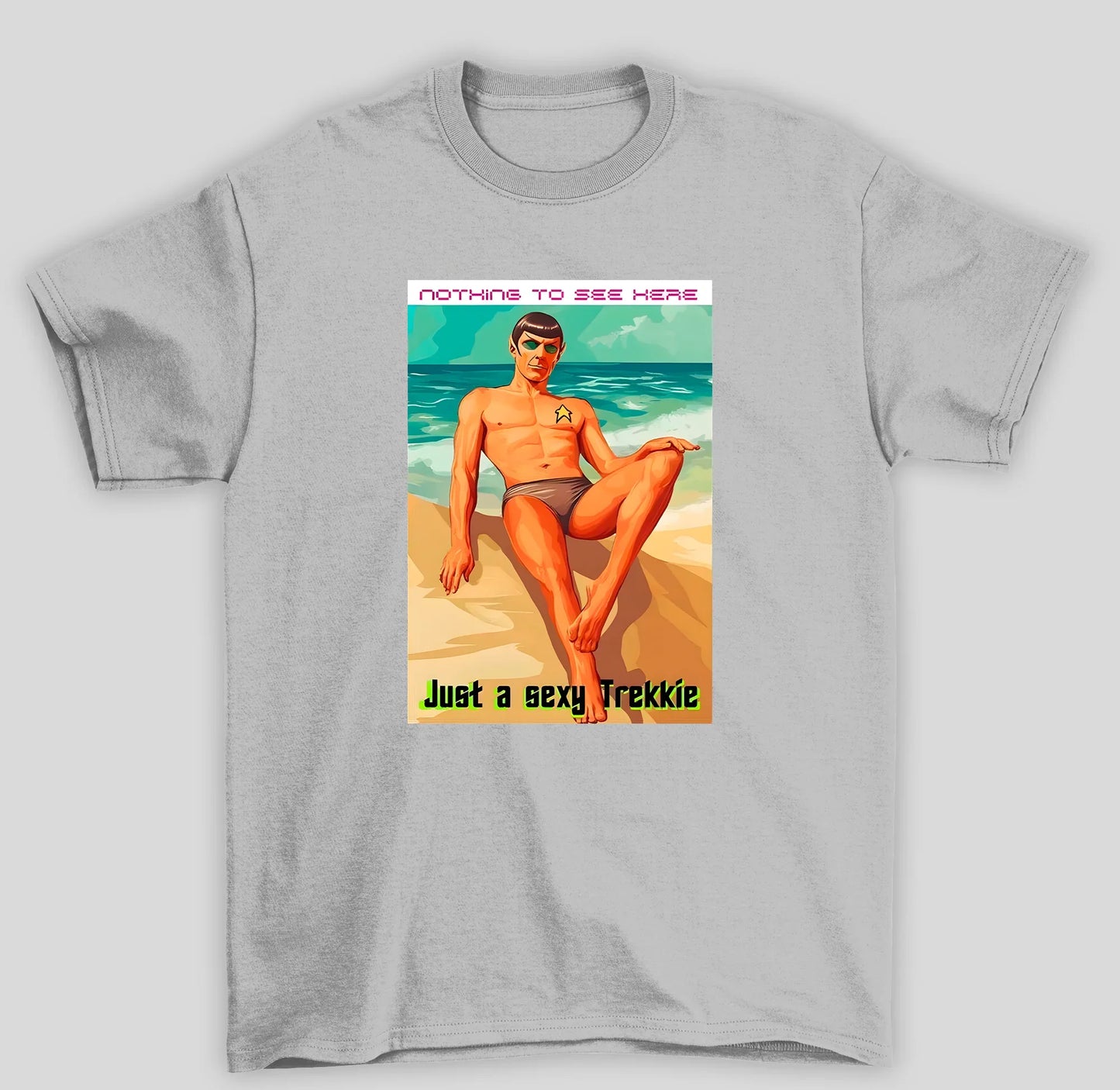 Camiseta Básica Unissex Star Trek Spooky Just a Sexy Treckkie