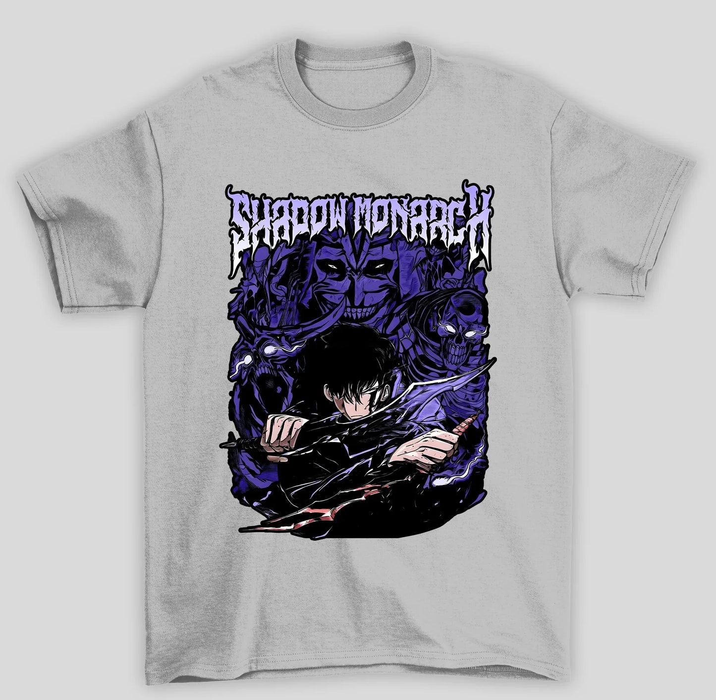 Camiseta Básica Unissex Solo Leveling Shadow Monarch