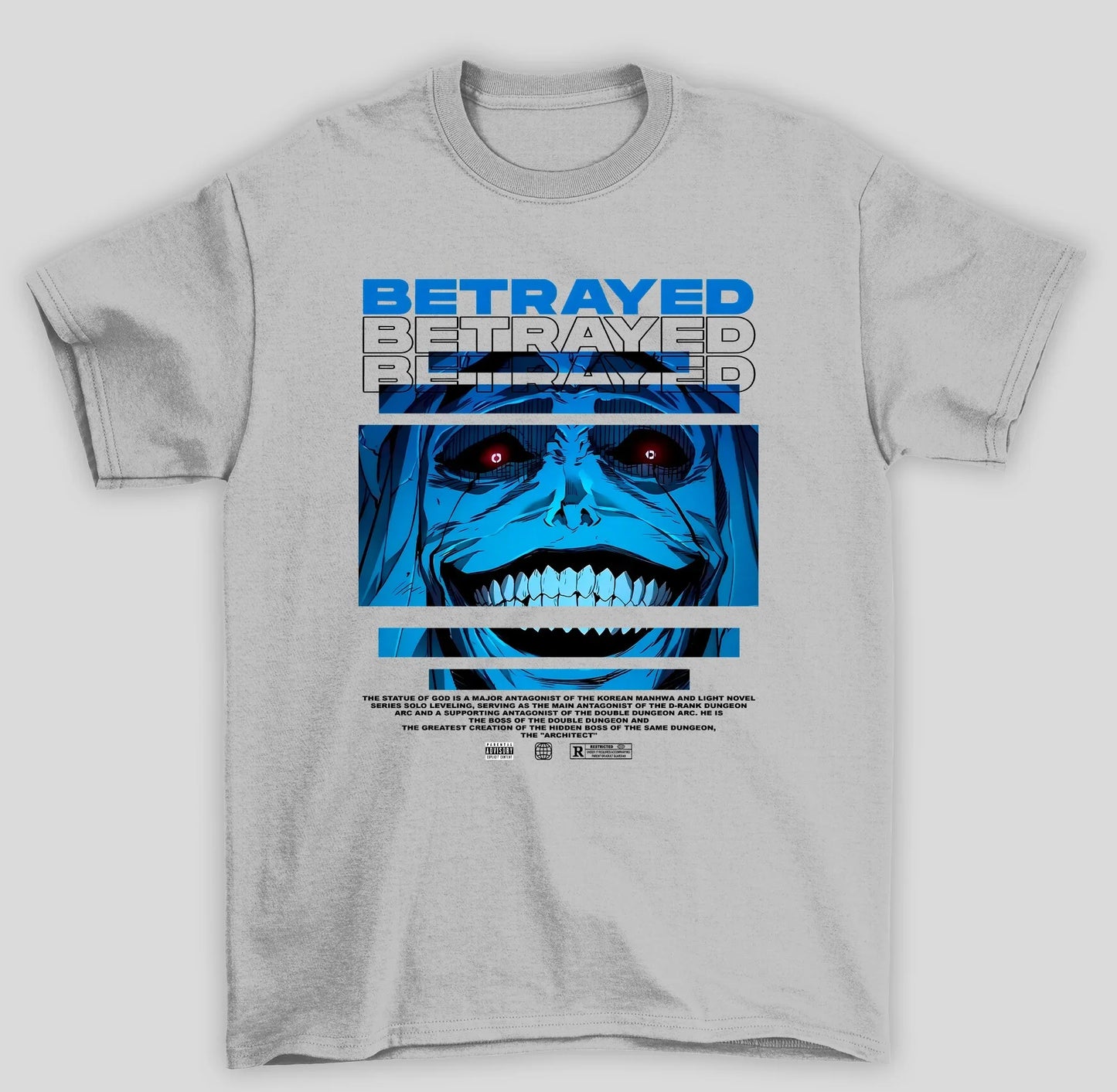 Camiseta Básica Unissex Solo Leveling Betrayed Monstro Azul