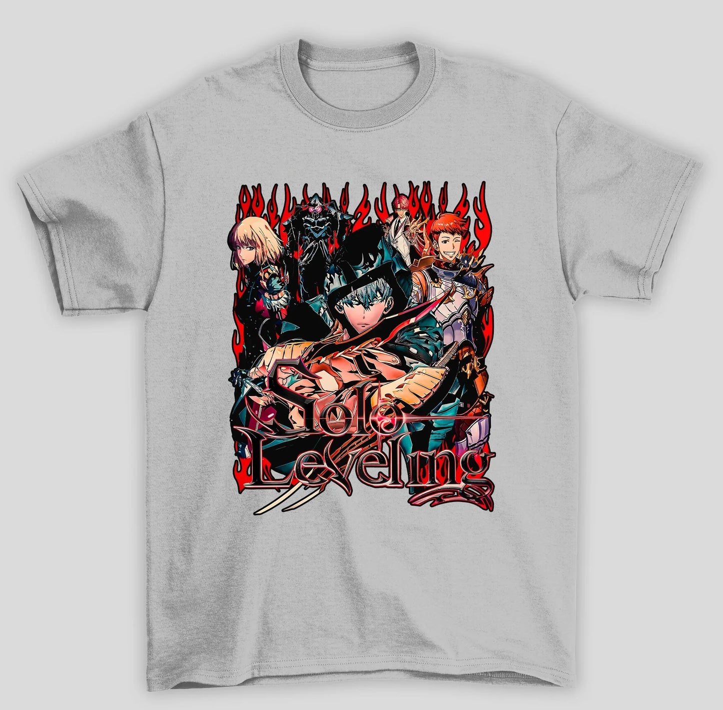 Camiseta Básica Unissex Solo Leveling Personagens