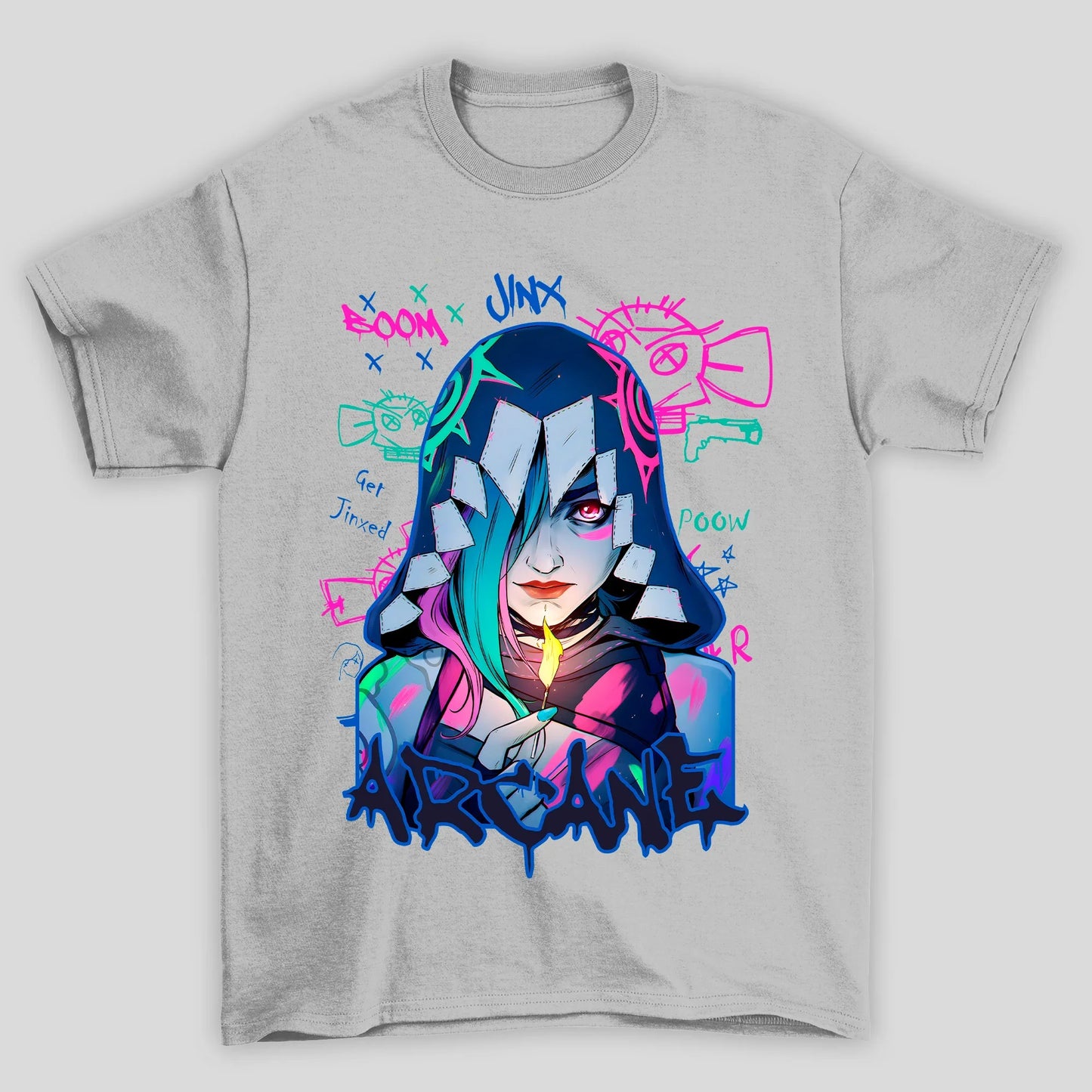 Camiseta Básica Unissex Arcane Jinx Fosforo