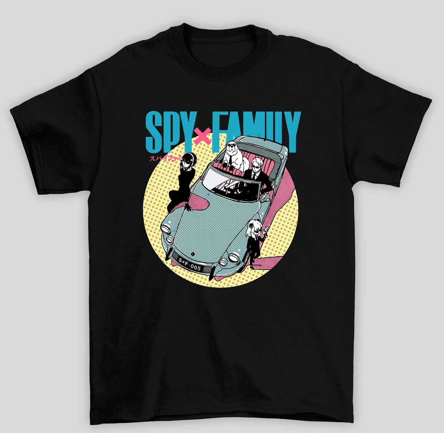 Camiseta Básica Unissex Spy x Family Carro- preto
