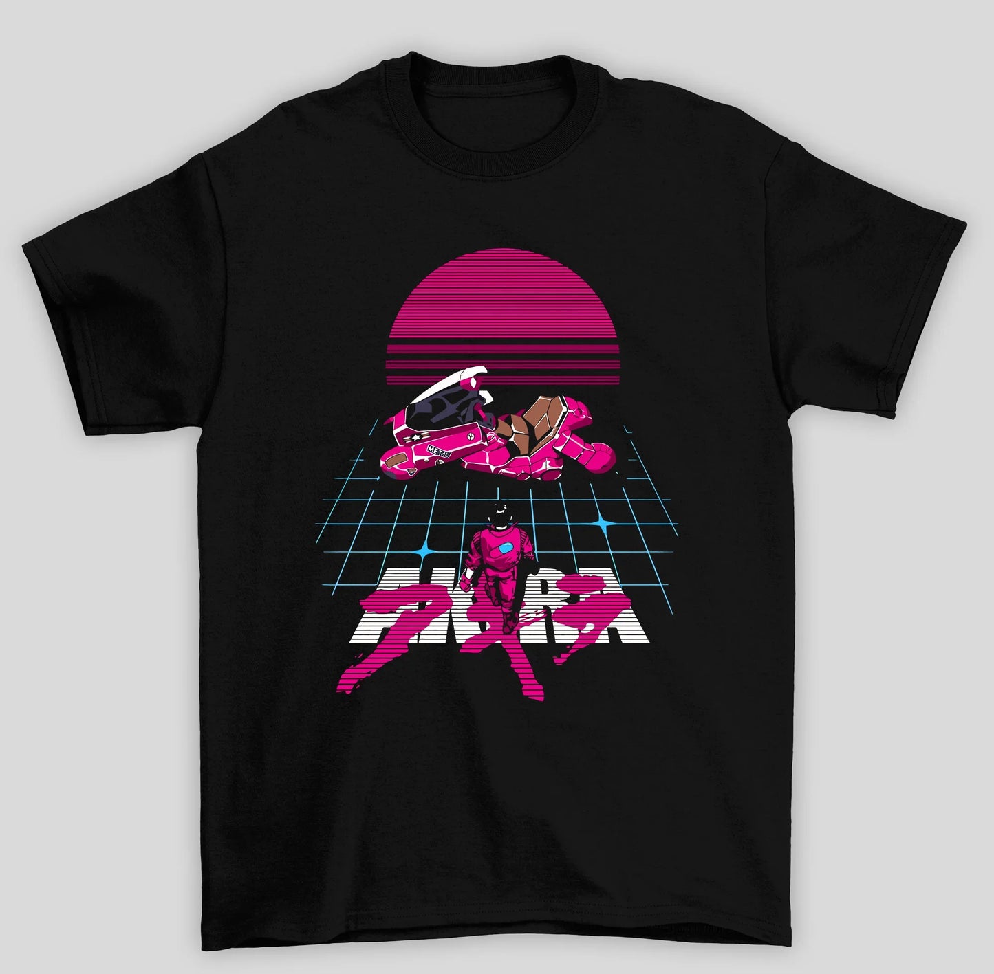 Camiseta Básica Unissex Akira Vaporwave Anime- preto